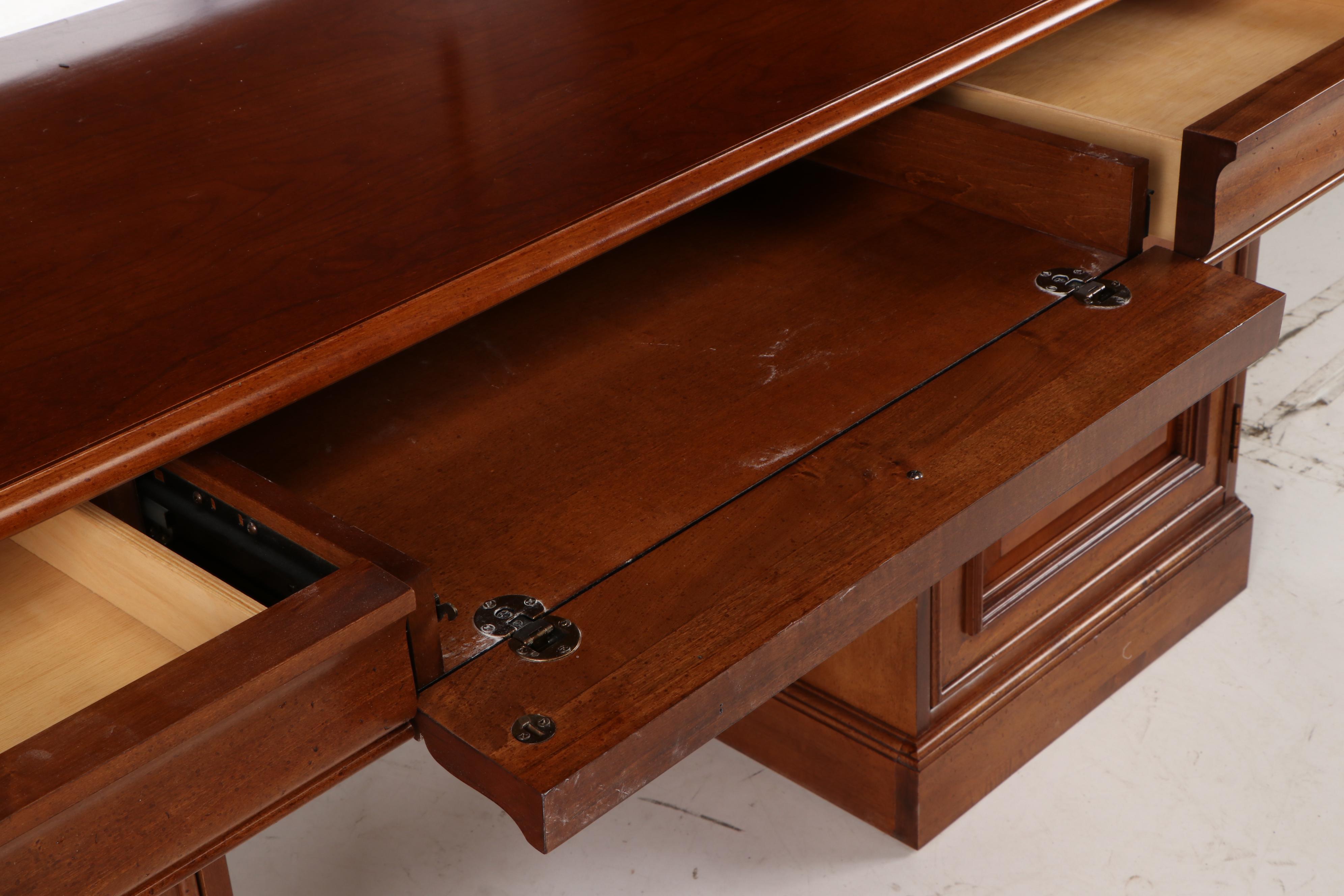 Stanley Furniture, Cherry-Stained Double-Pedestal Office ...