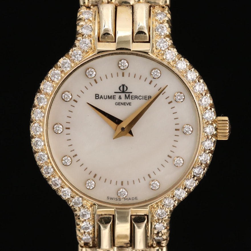 Baume & Mercier 14K Yellow Gold and Diamond Quartz Wristwatch | EBTH