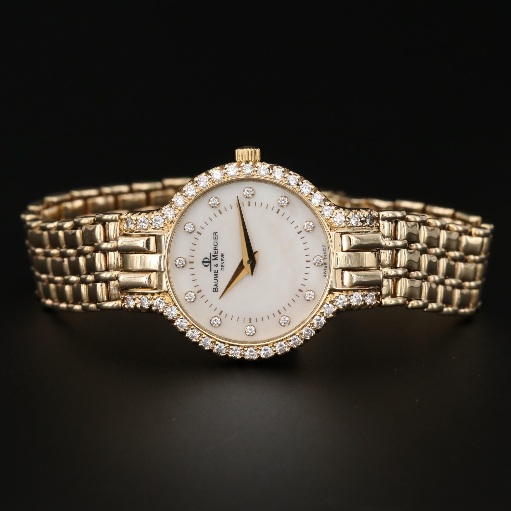 Baume & Mercier 14K Yellow Gold And Diamond Quartz Wristwatch | EBTH