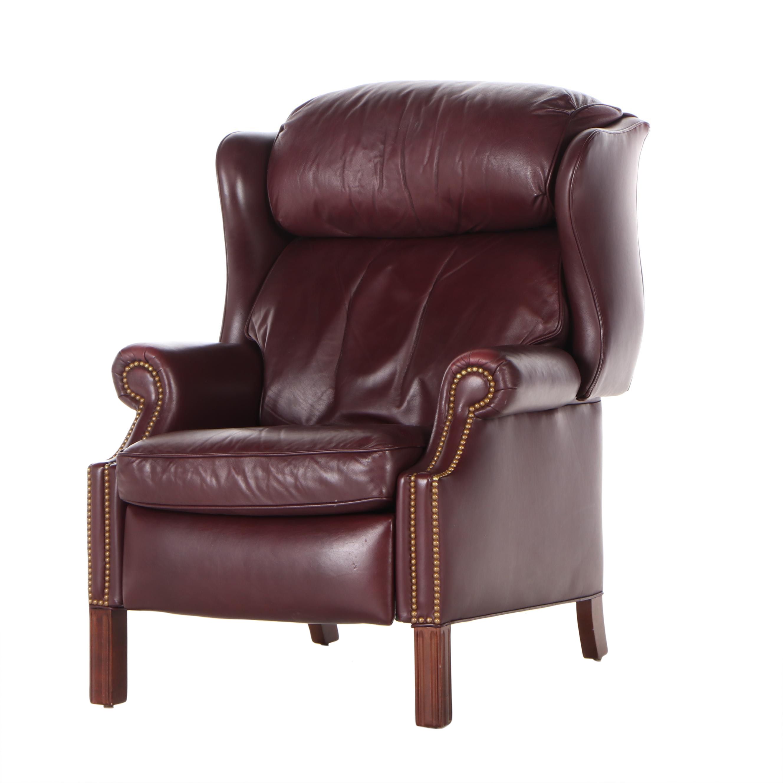 Hancock Moore Leather Wing Back Recliner Late 20th Century Ebth