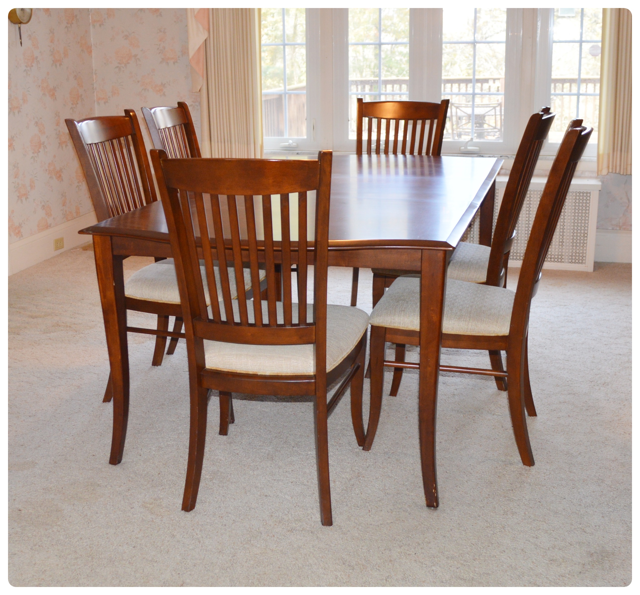 Richardson Bros. Co. Cherry Dining Table and Chairs, Late 20th Century