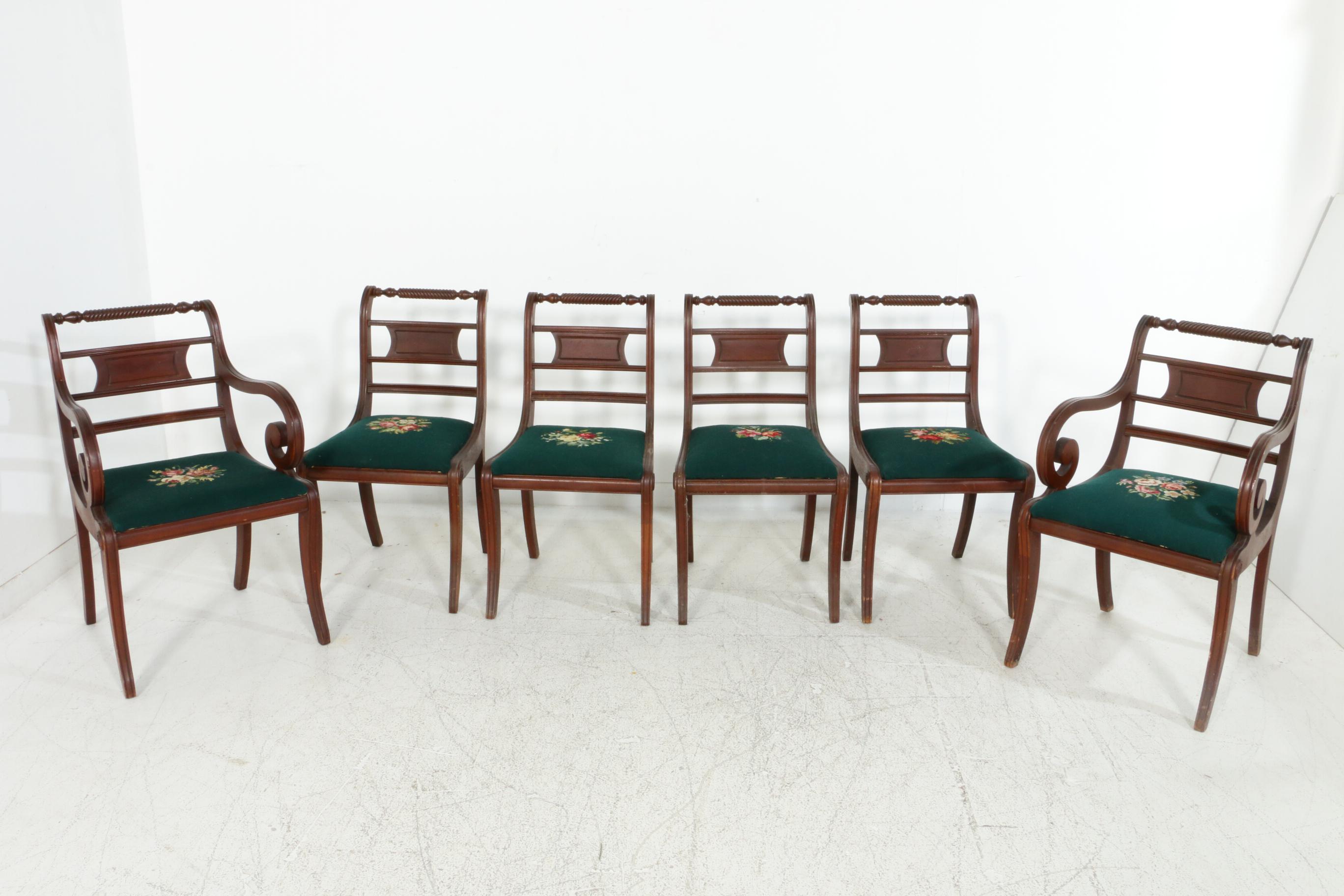 Consider H. Willett, Six Classical Style Cherry Dining Chairs, Early to