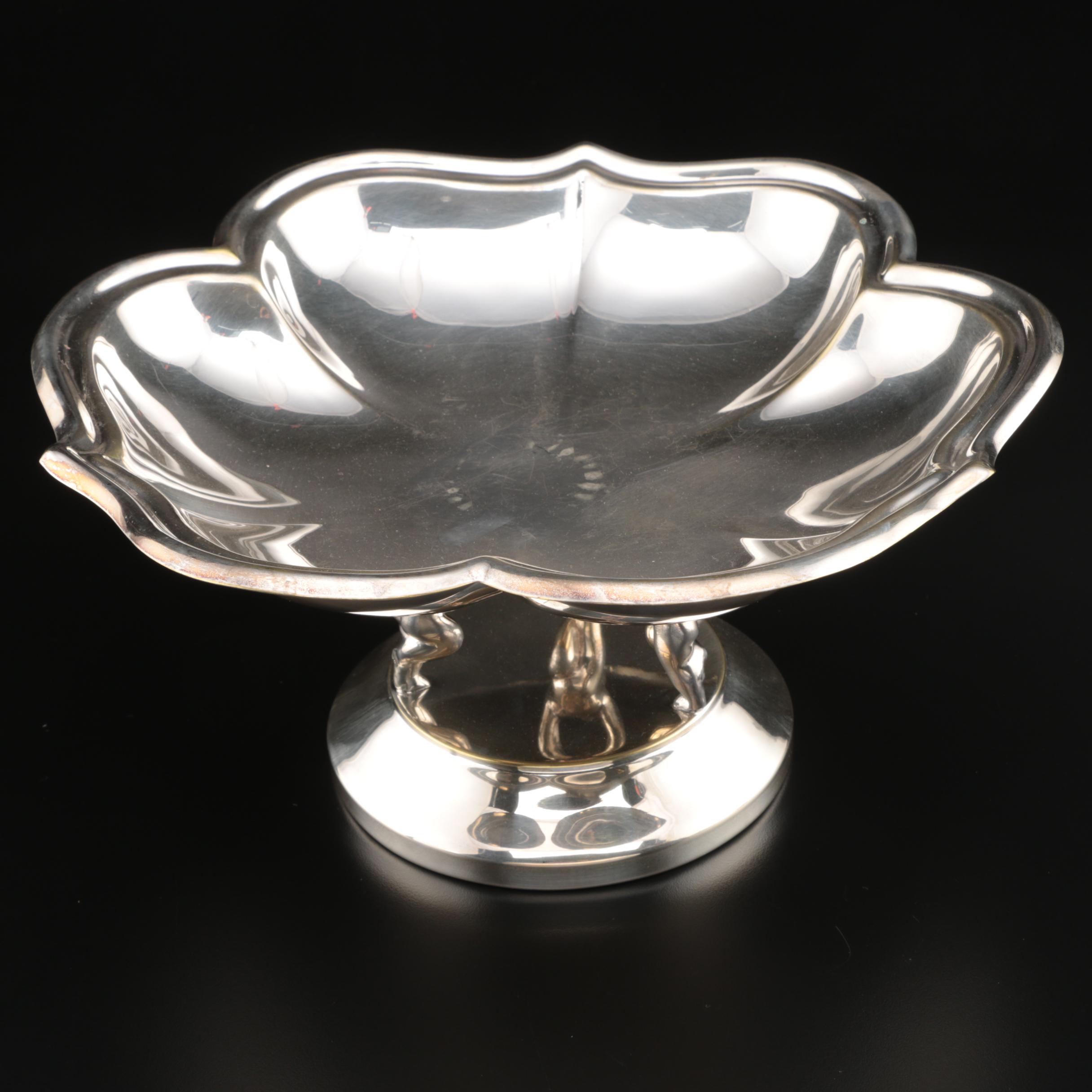 Lehman Brothers Silver Plate Centerpiece Bowl with Cheshire Candlesticks EBTH
