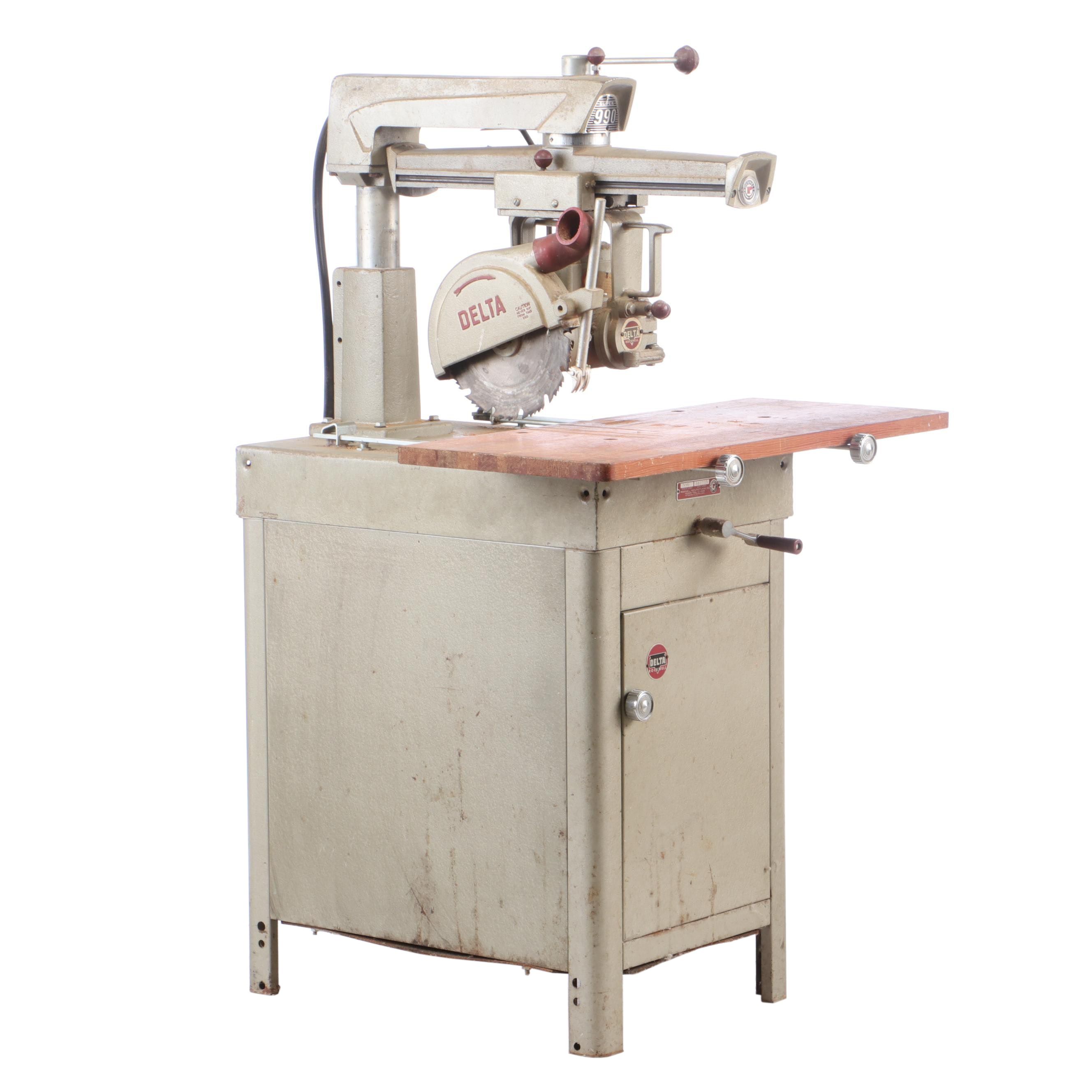 Delta Rockwell Super 990 Radial Arm Saw With Base Cabinet Ebth
