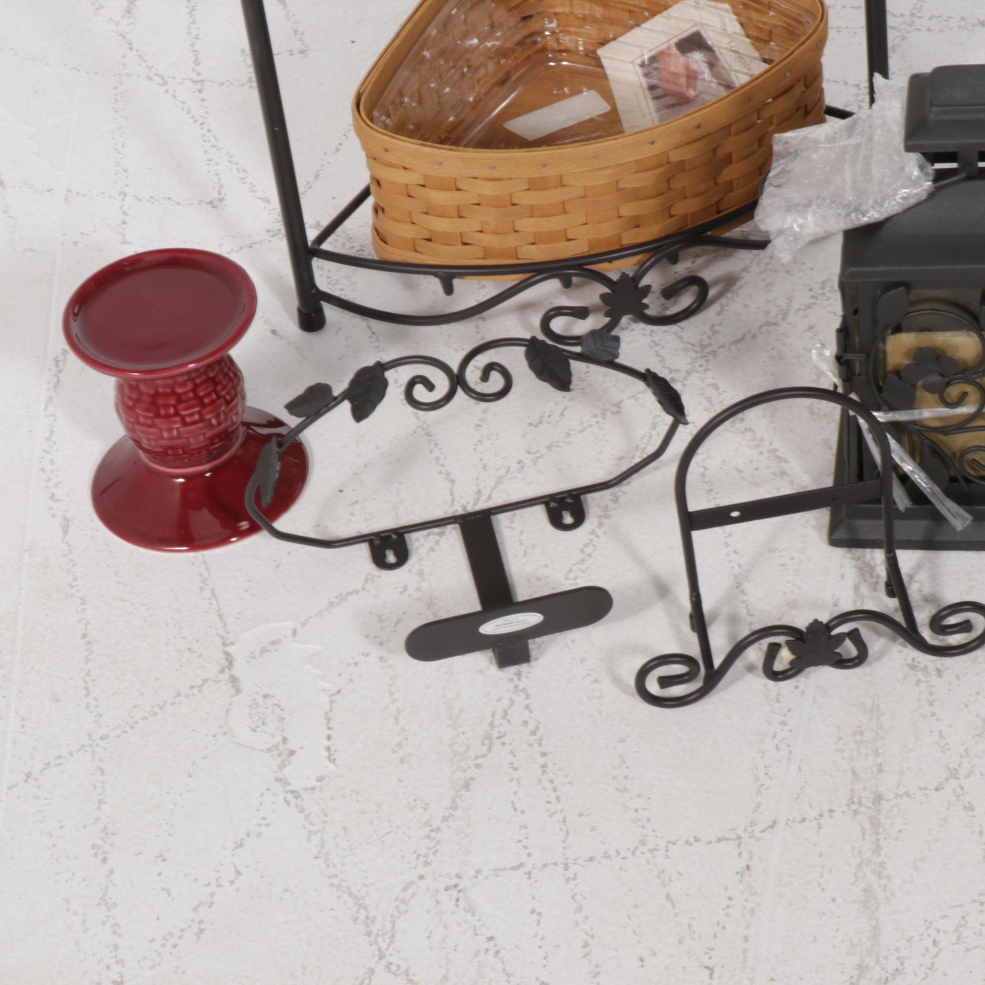 Longaberger Wrought Iron Corner Stand with Four Baskets and Other Décor