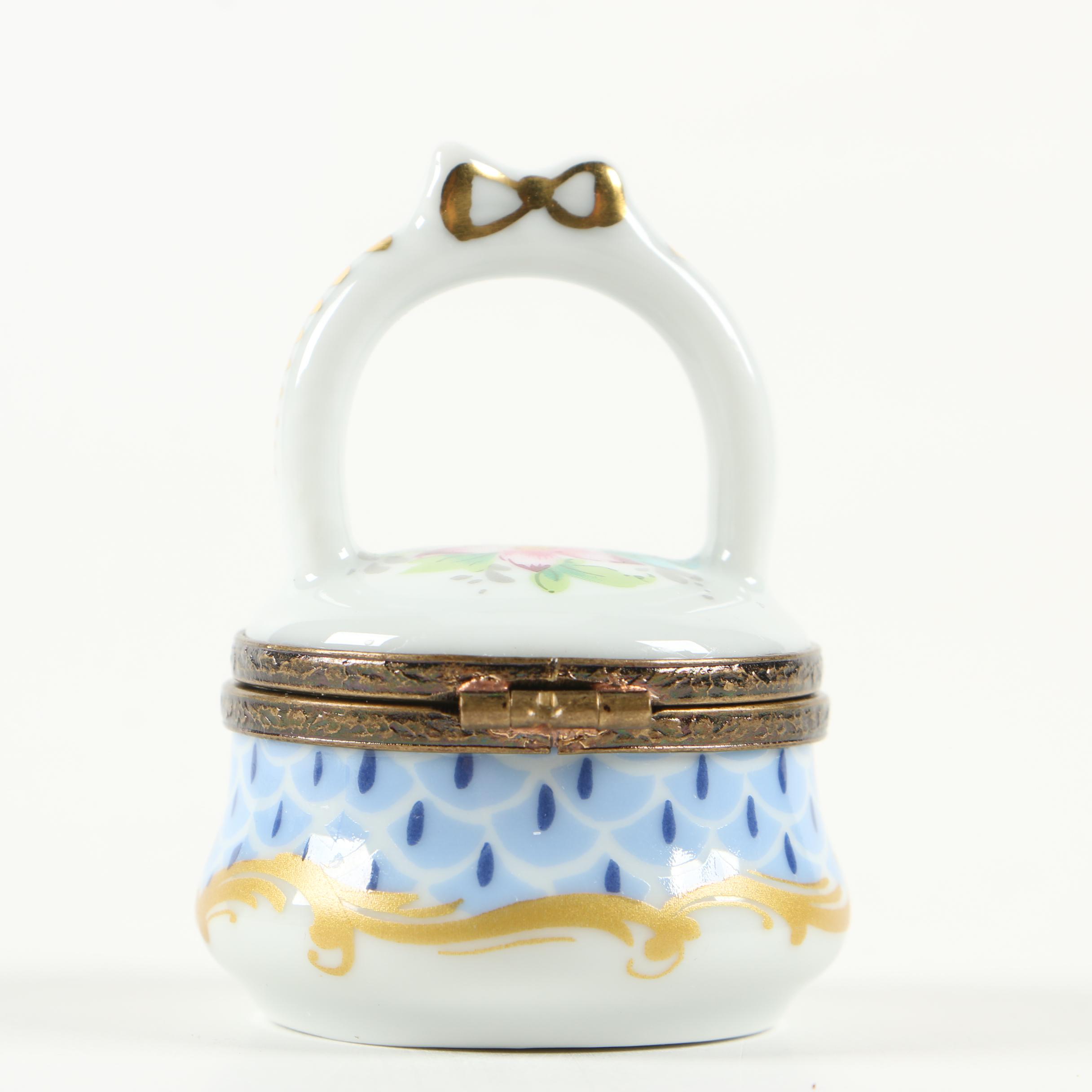 ReHausse Main Limoges Porcelain Trinket Box and Other Limoges Porcelain