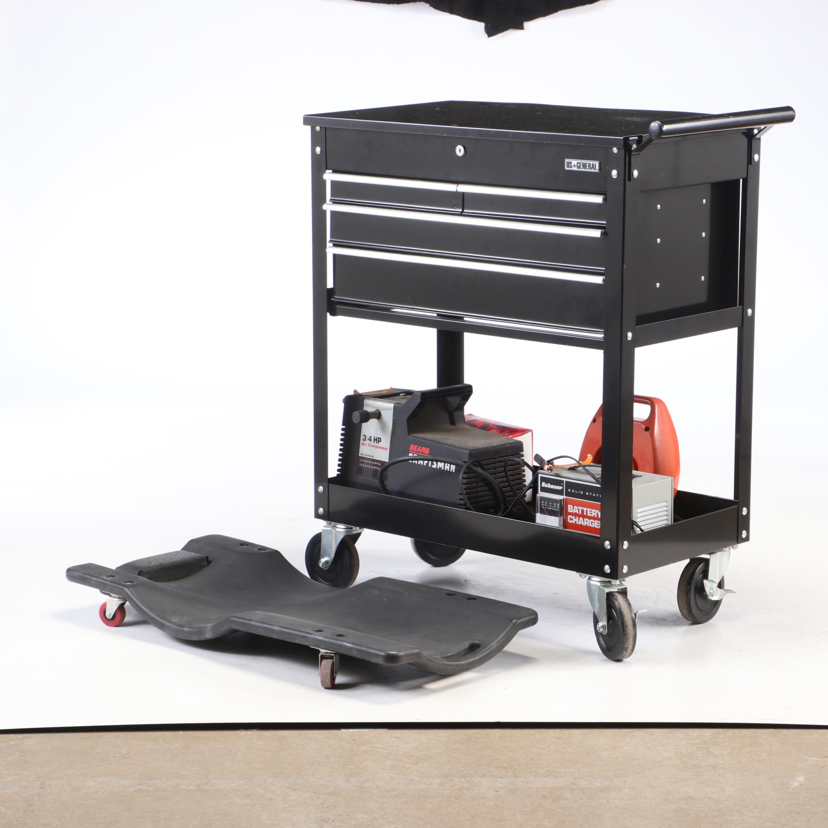 US General Metal Tool Cabinet, Craftsman Air Compressor ...