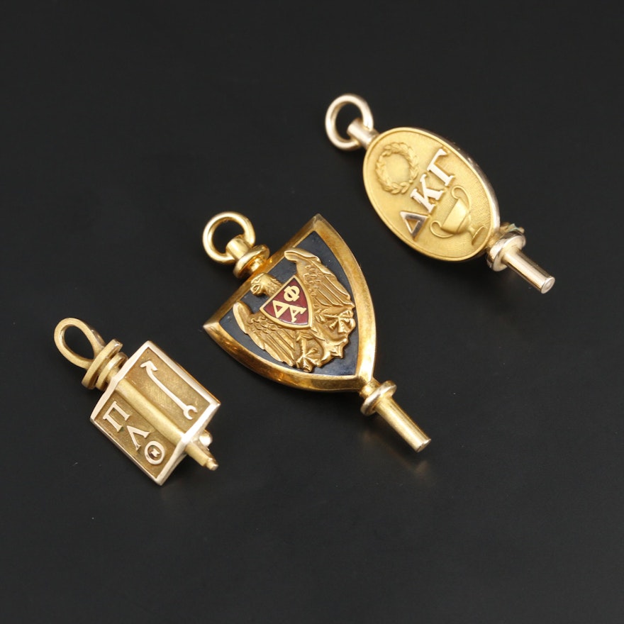 Download Vintage 10K Yellow Gold Fraternal Membership Pins With Enamel Accents | EBTH