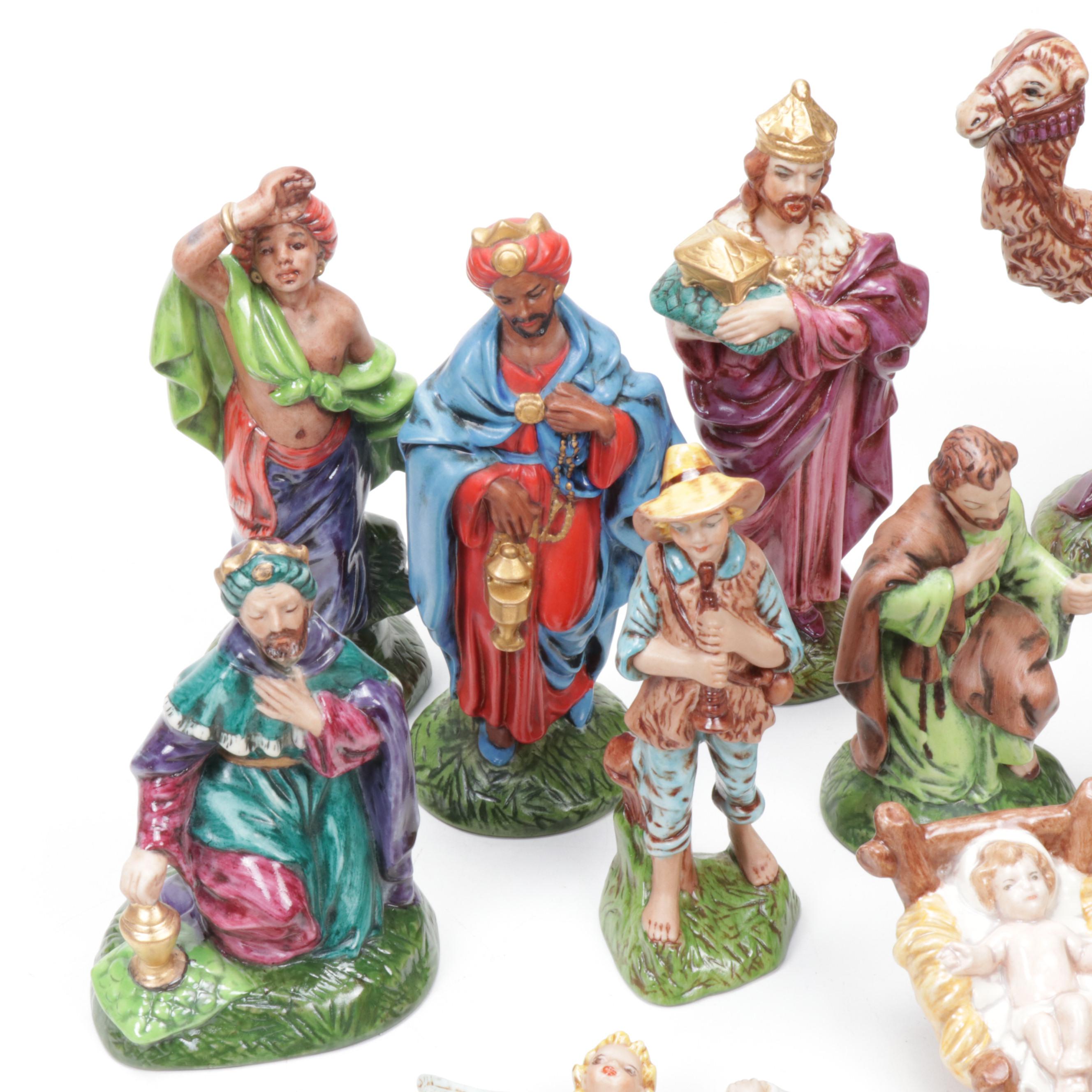 Signed HandPainted Porcelain Nativity Sets EBTH