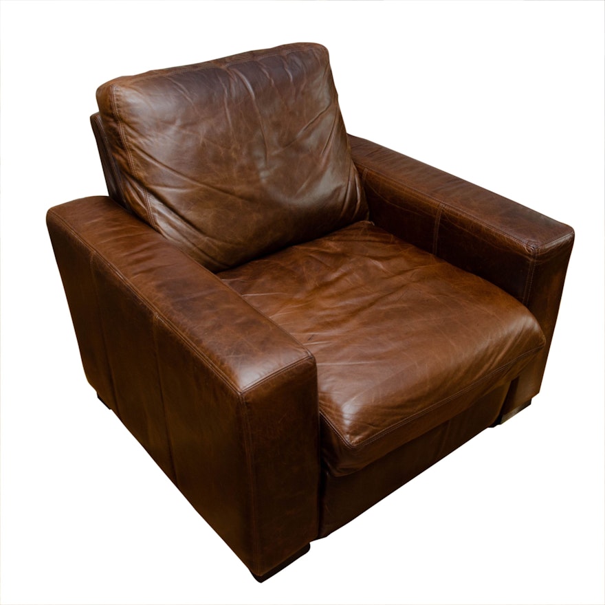 Restoration Hardware Maxwell Leather Recliner With Down Filled
