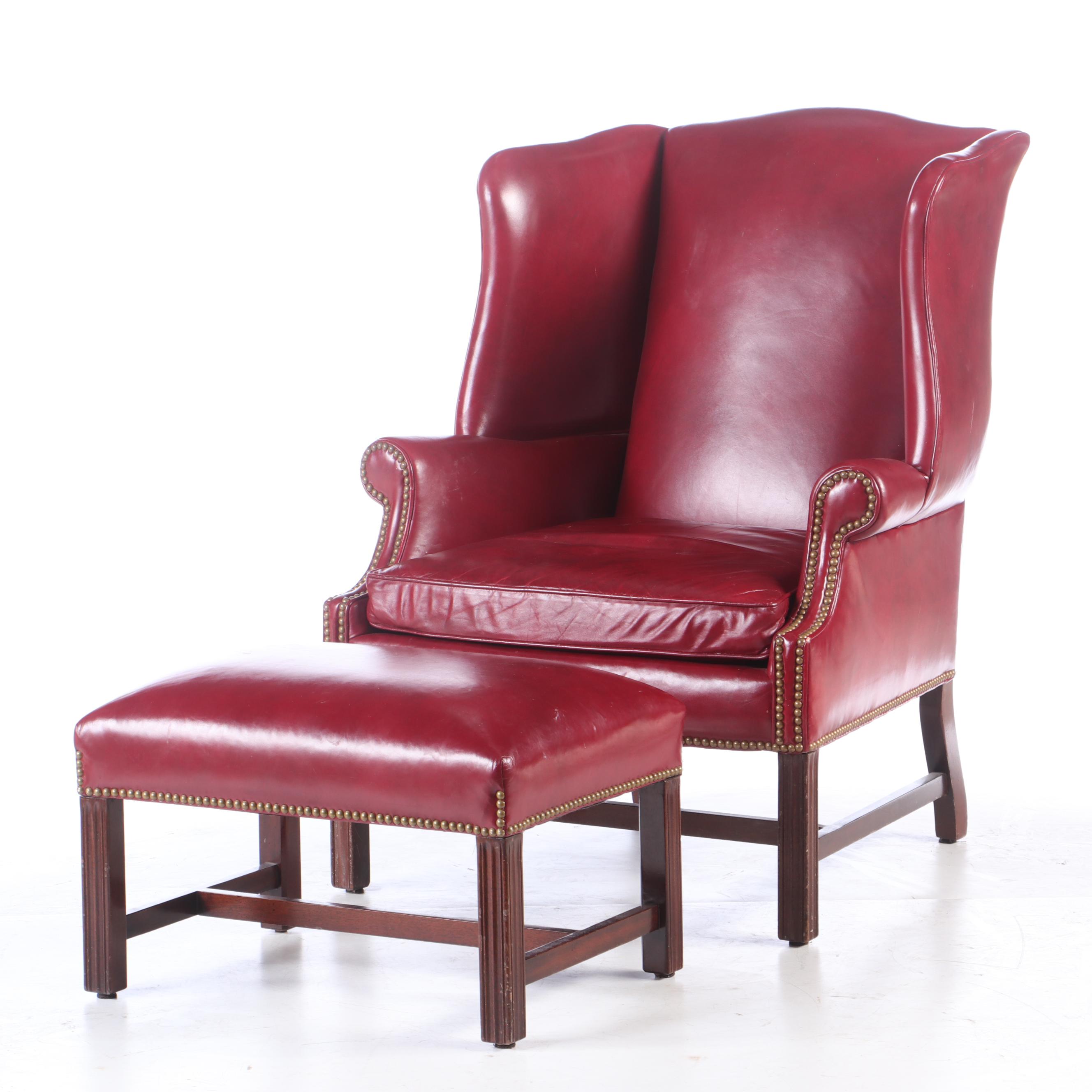 Hancock And Moore Leather Wingback Chair And Ottoman Late 20th   1574708299990 Cadd2890d76267d9ab0b34829c26f18febf111cb55a7de8e5c13c64a479bc76f.JPG