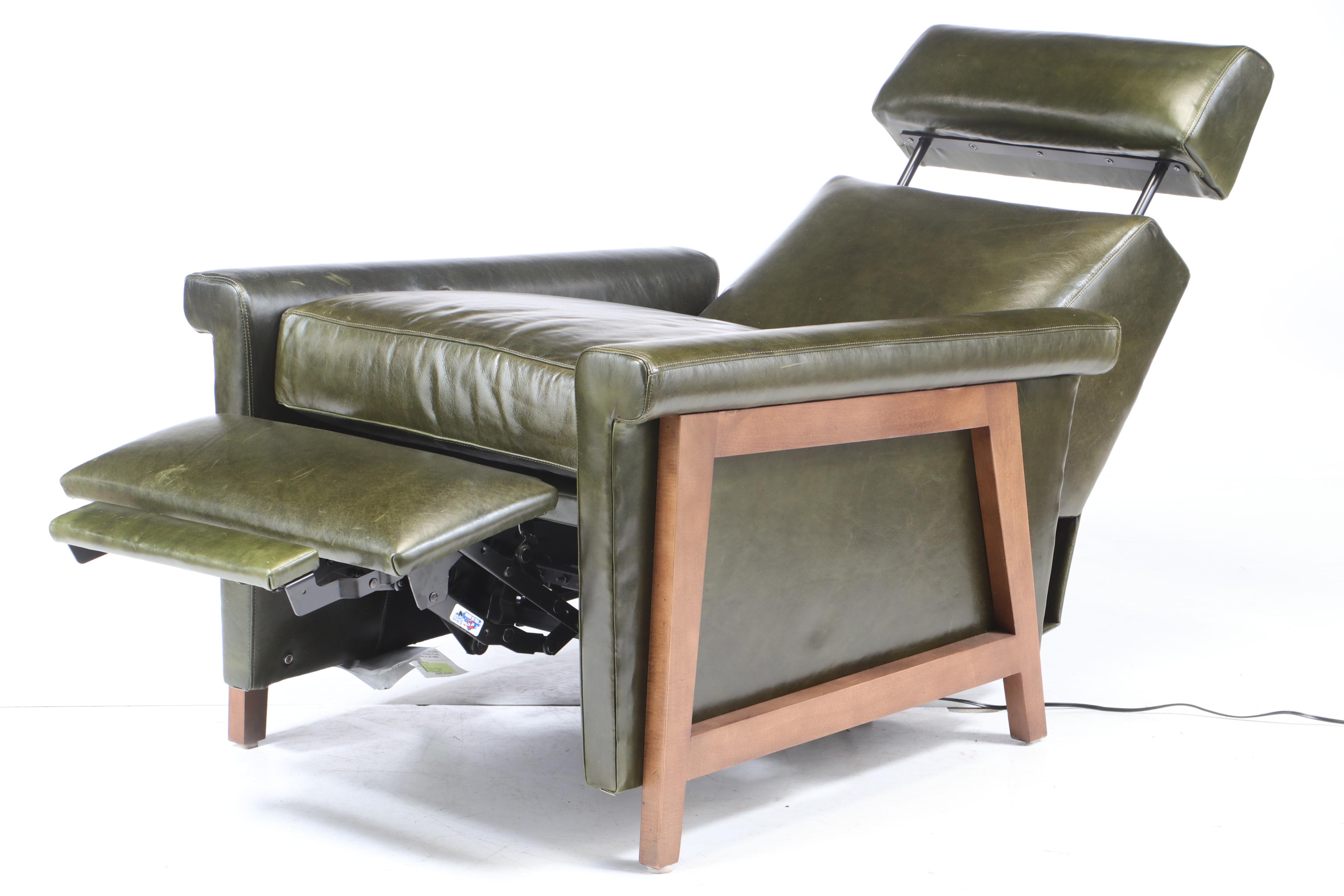 Mitchell Gold + Bob Williams "Arlen" Green Leather Electric Recliner EBTH