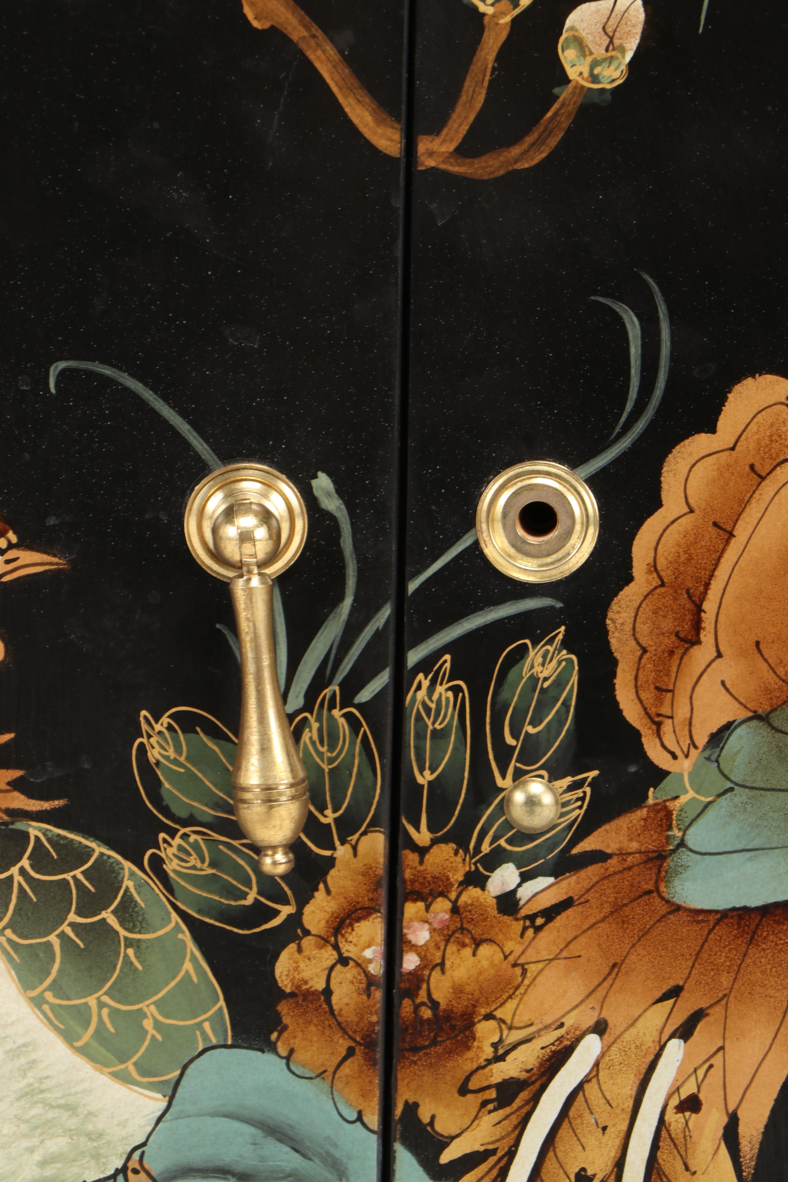 Asian Style Lacquered CD Storage Cabinet with CD Collection, Late 20th