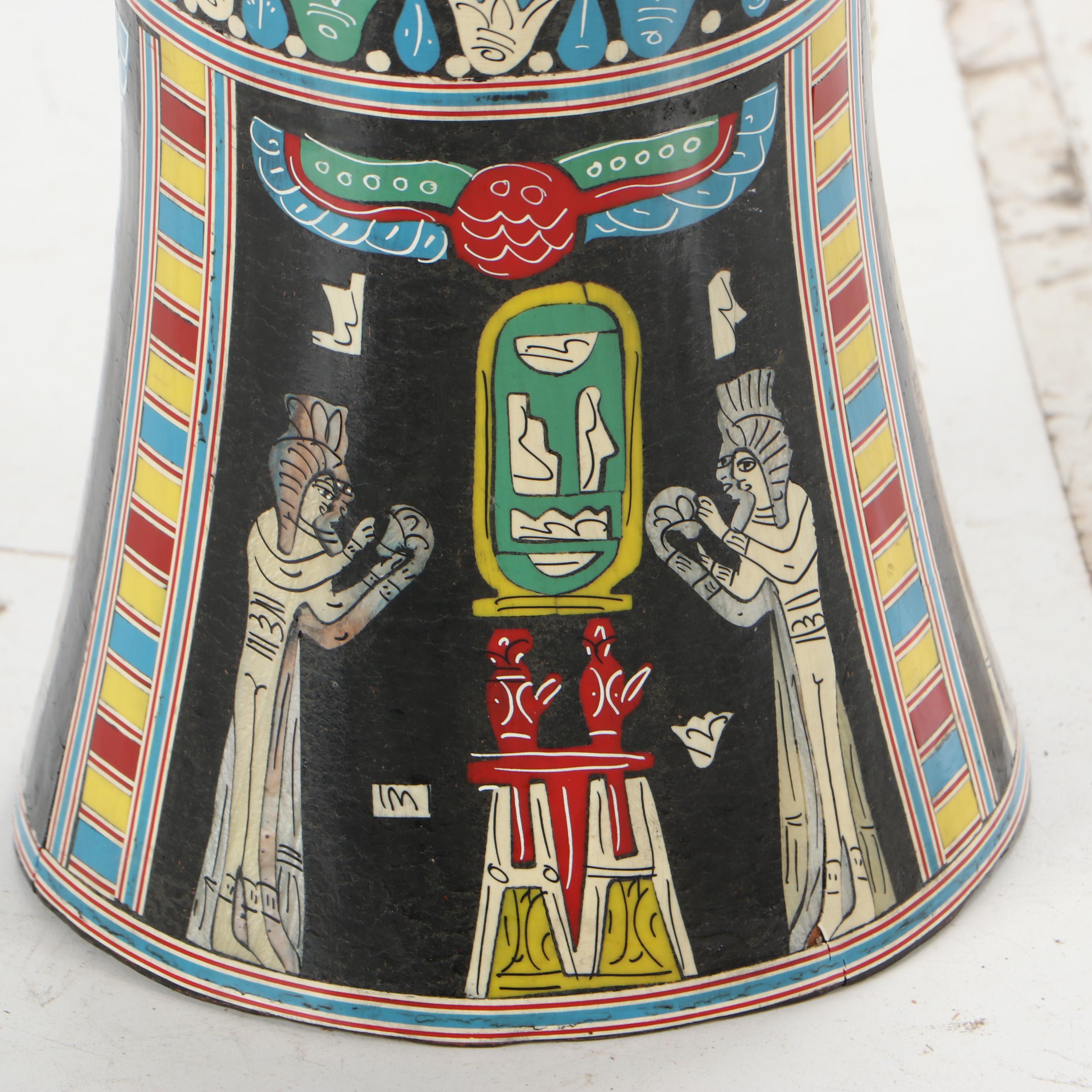 Decorative Hand-Painted Pictorial Egyptian Drum, Late 20th ...