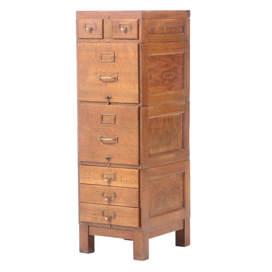 The Shaw Walker Co Oak Four Stack File Cabinet Early 20th