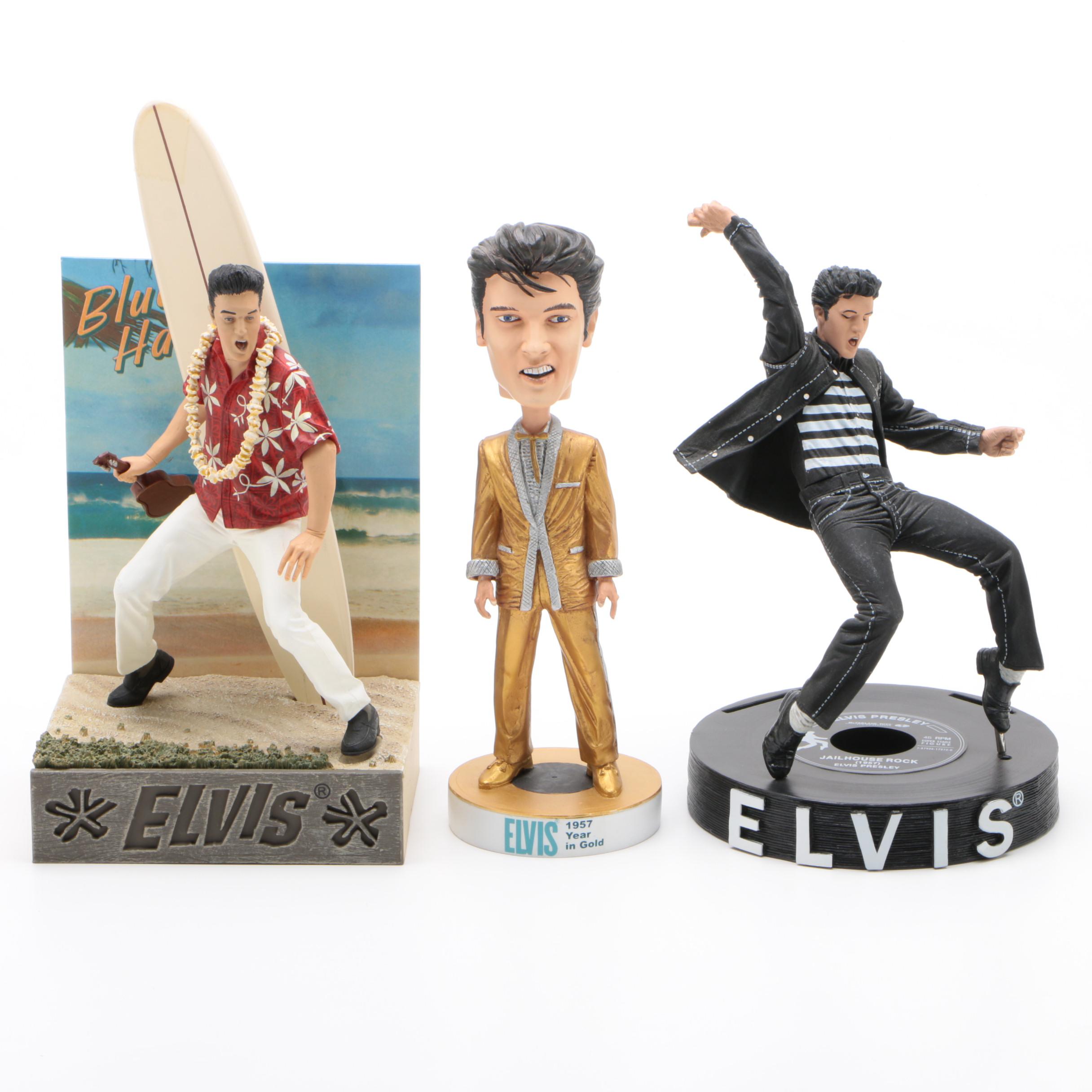 Cast Resin Elvis Jailhouse Rock And Blue Hawaii Figures And Bobblehead Ebth