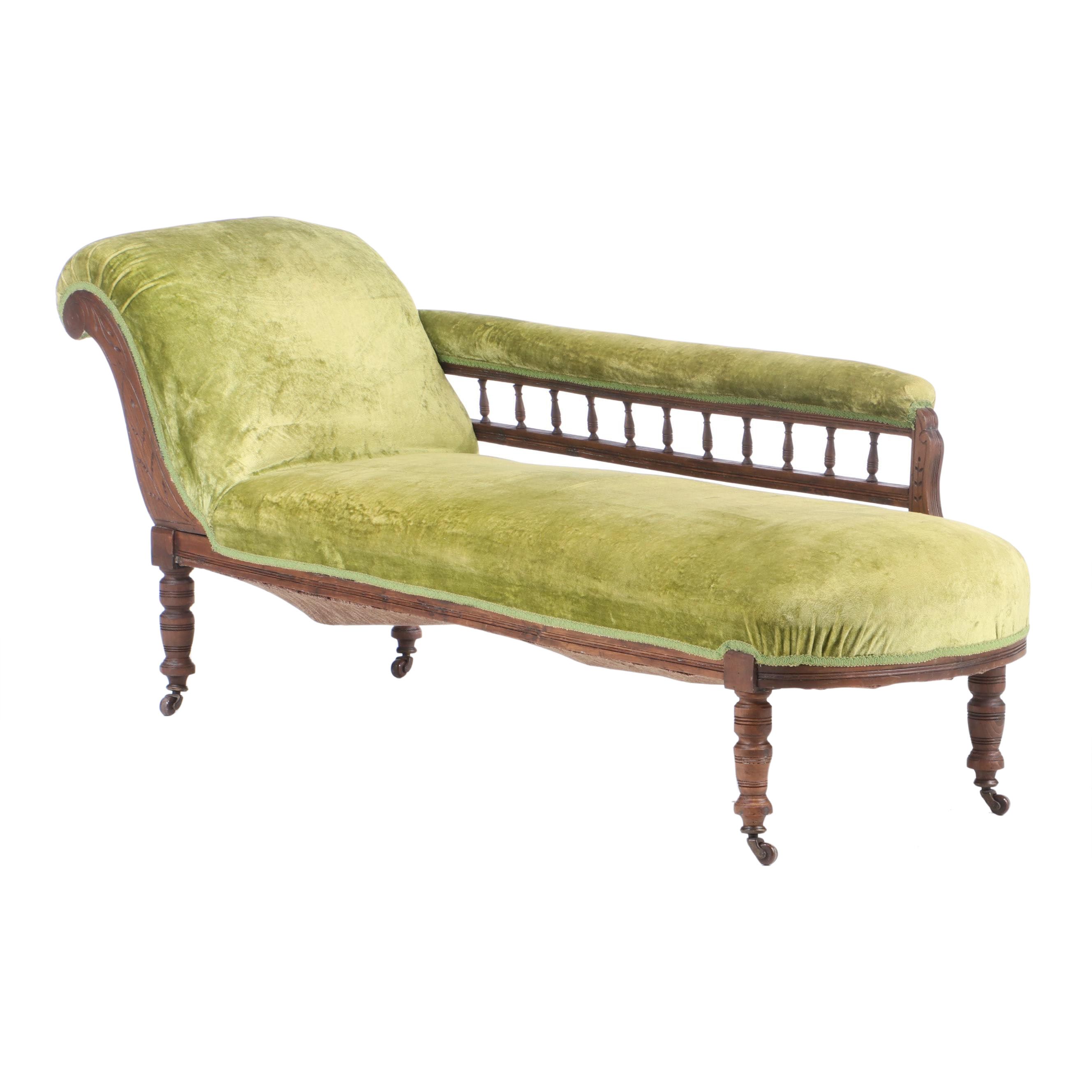 Victorian Walnut Chaise Lounge, Late 19th Century EBTH