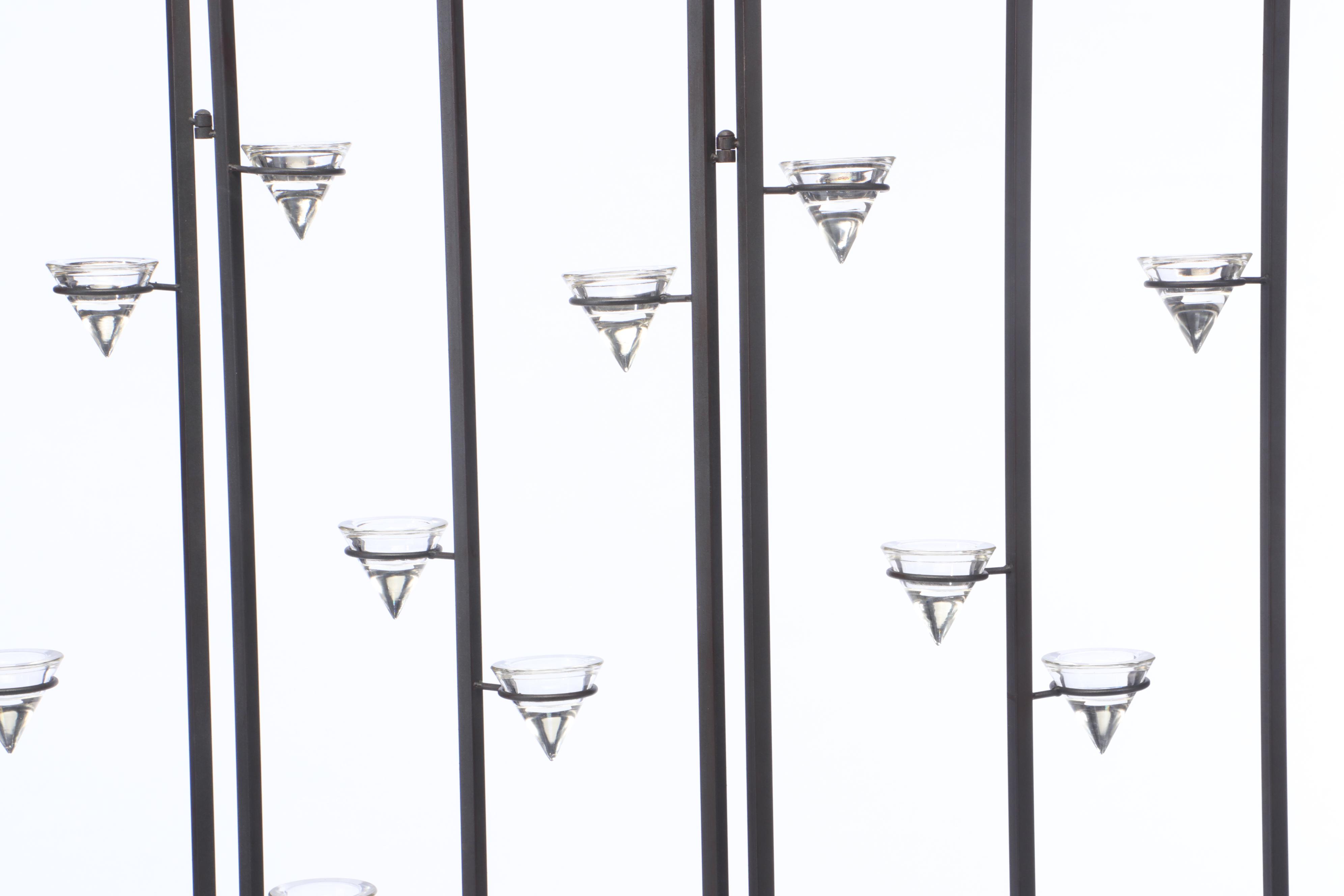 Decorative Metal Folding Screens with Glass Candle Holders, Contemporary EBTH