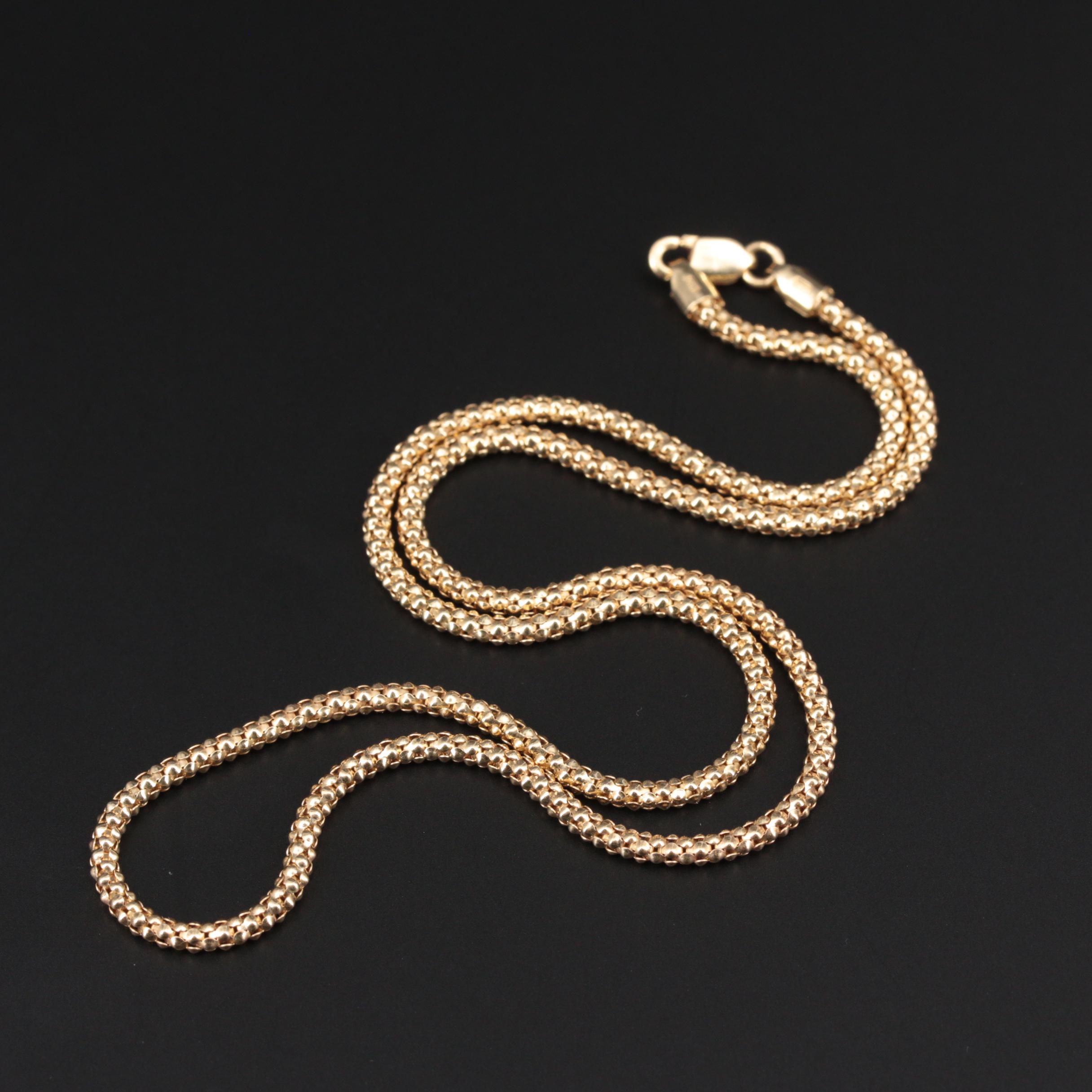 14K Yellow Gold Popcorn Chain Necklace EBTH