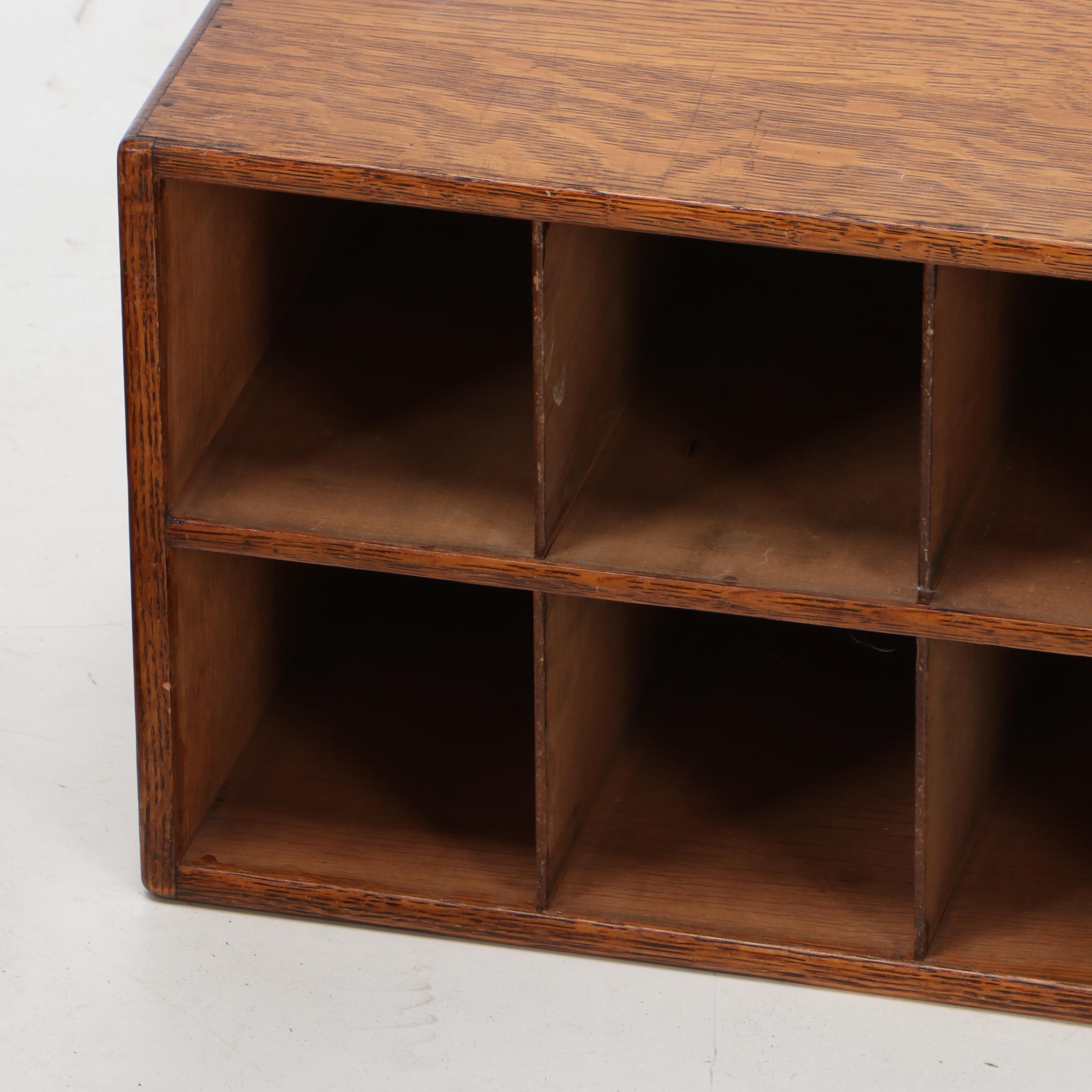 Oak Wood Cubby Hole Boxes, Desk Organizers, and Paper Tray, Vintage EBTH