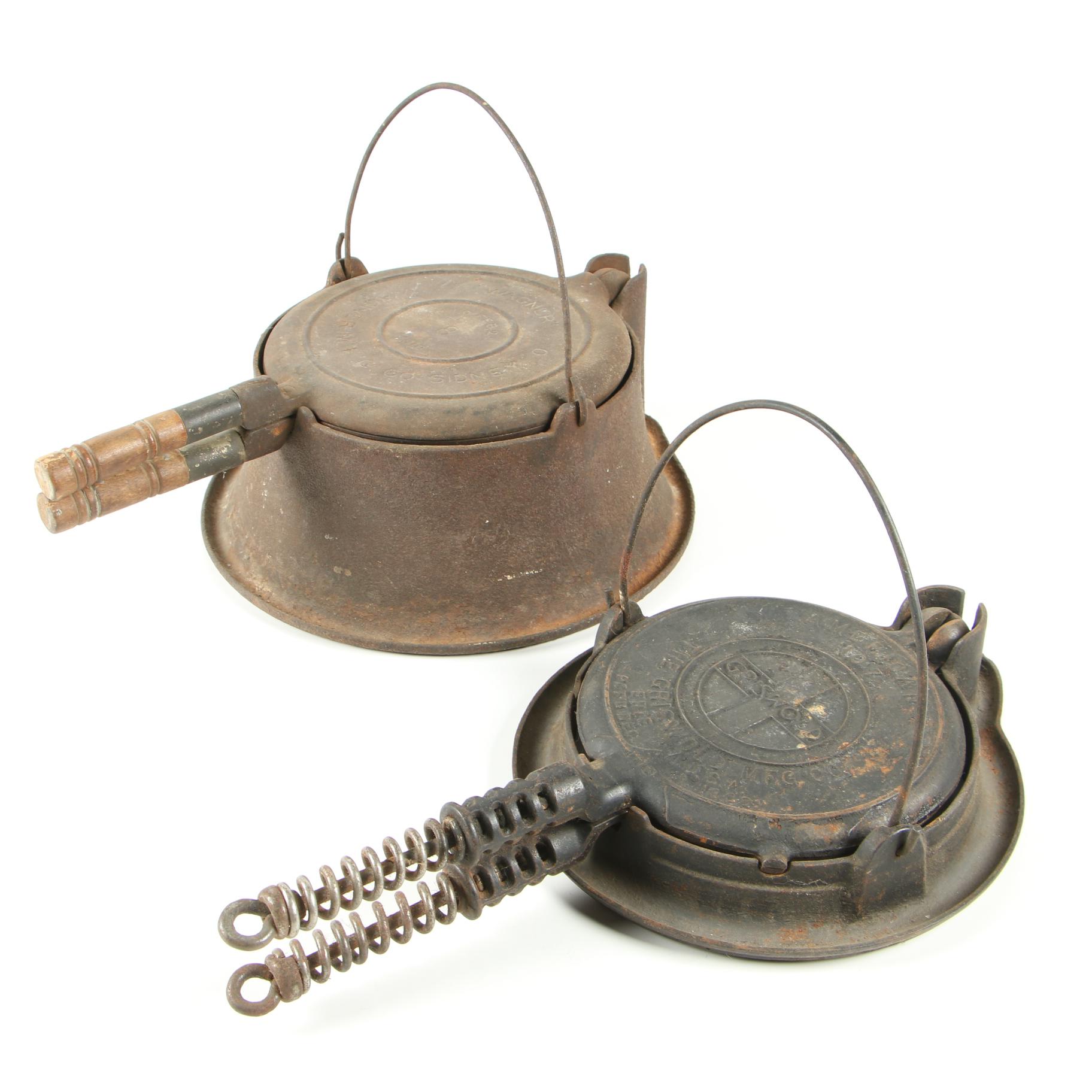 Griswold and Wagner Cast Iron Flip Over Waffle Irons EBTH