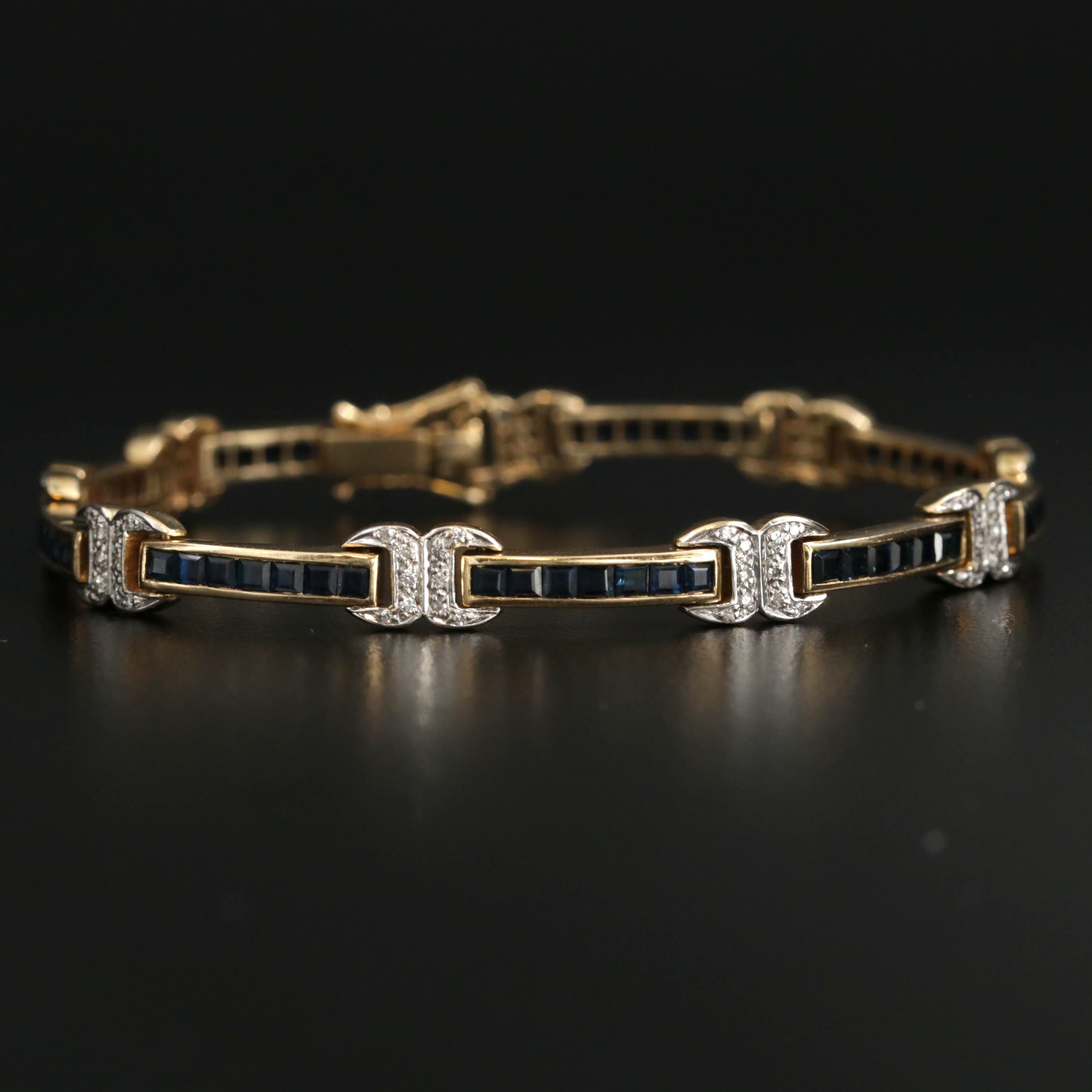 14K Yellow Gold Sapphire And Diamond Bracelet | EBTH