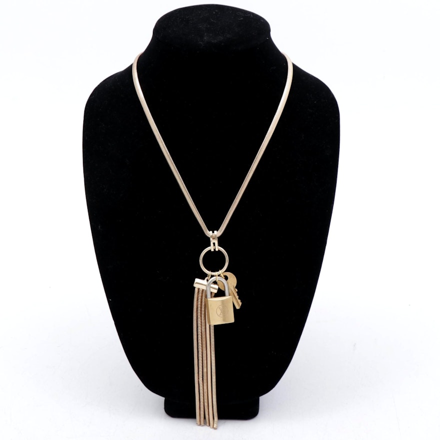 Louis Vuitton Lock and Key with Gold Tone Necklace | EBTH