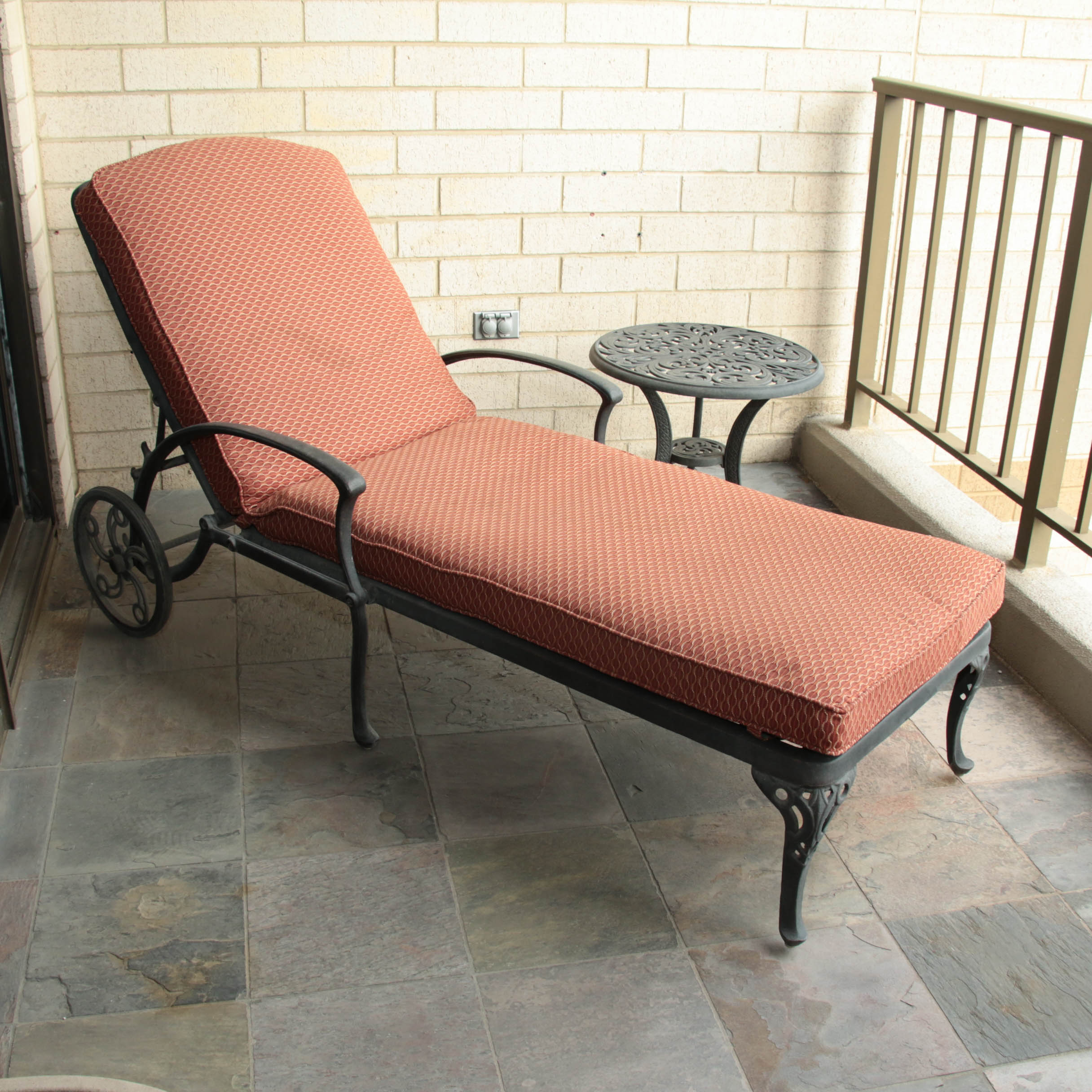 Meadowcraft Wrought Iron Chaise Lounge and Side Table | EBTH