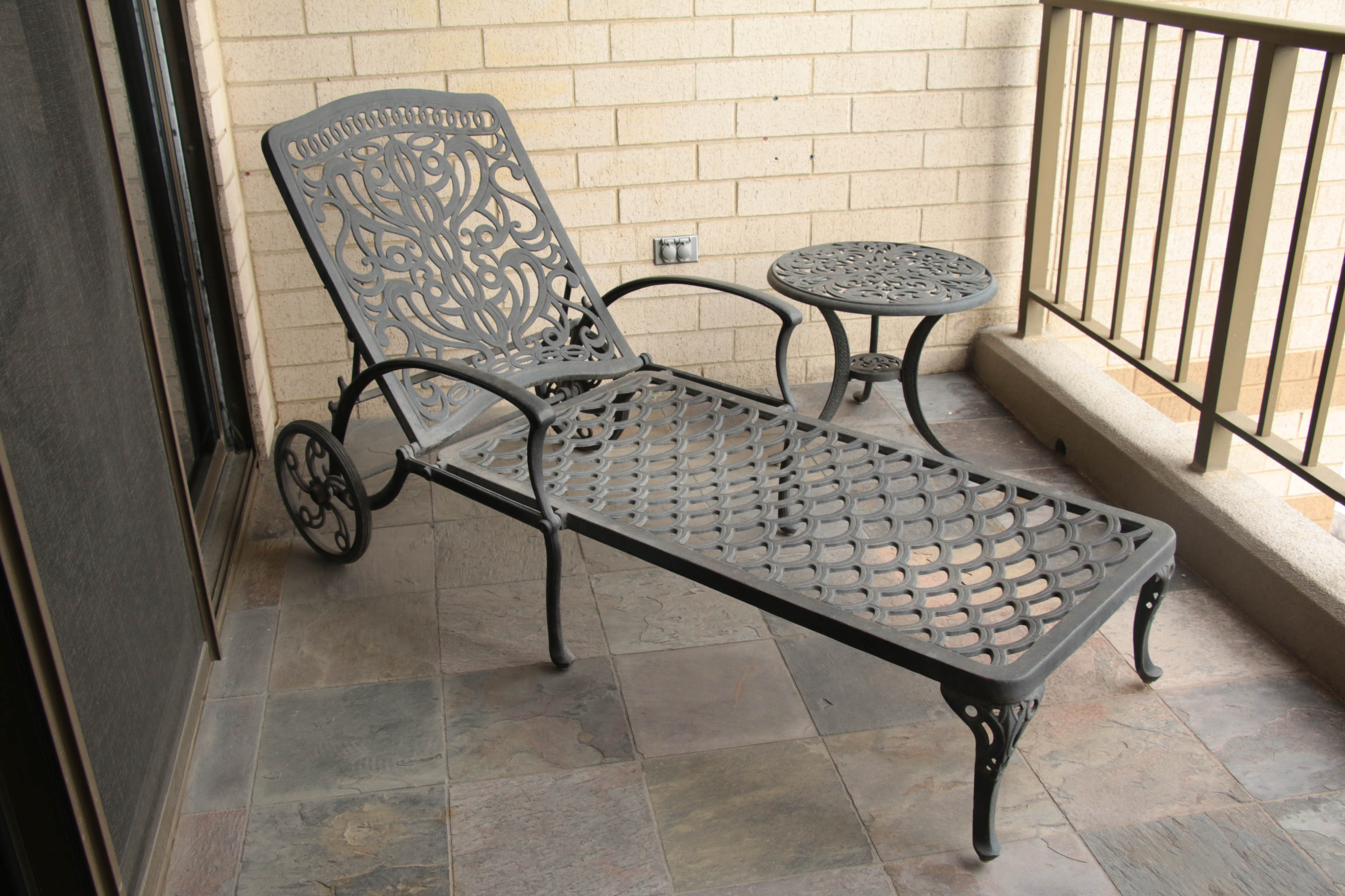 Meadowcraft Wrought Iron Chaise Lounge and Side Table EBTH