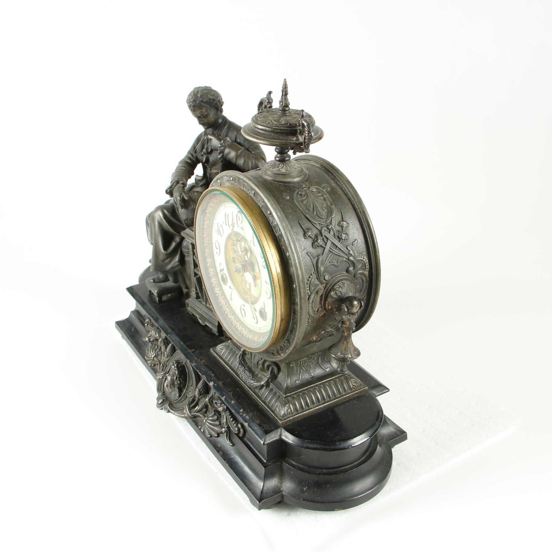 Ansonia Figural Mantle Clock of Isaac Newton EBTH