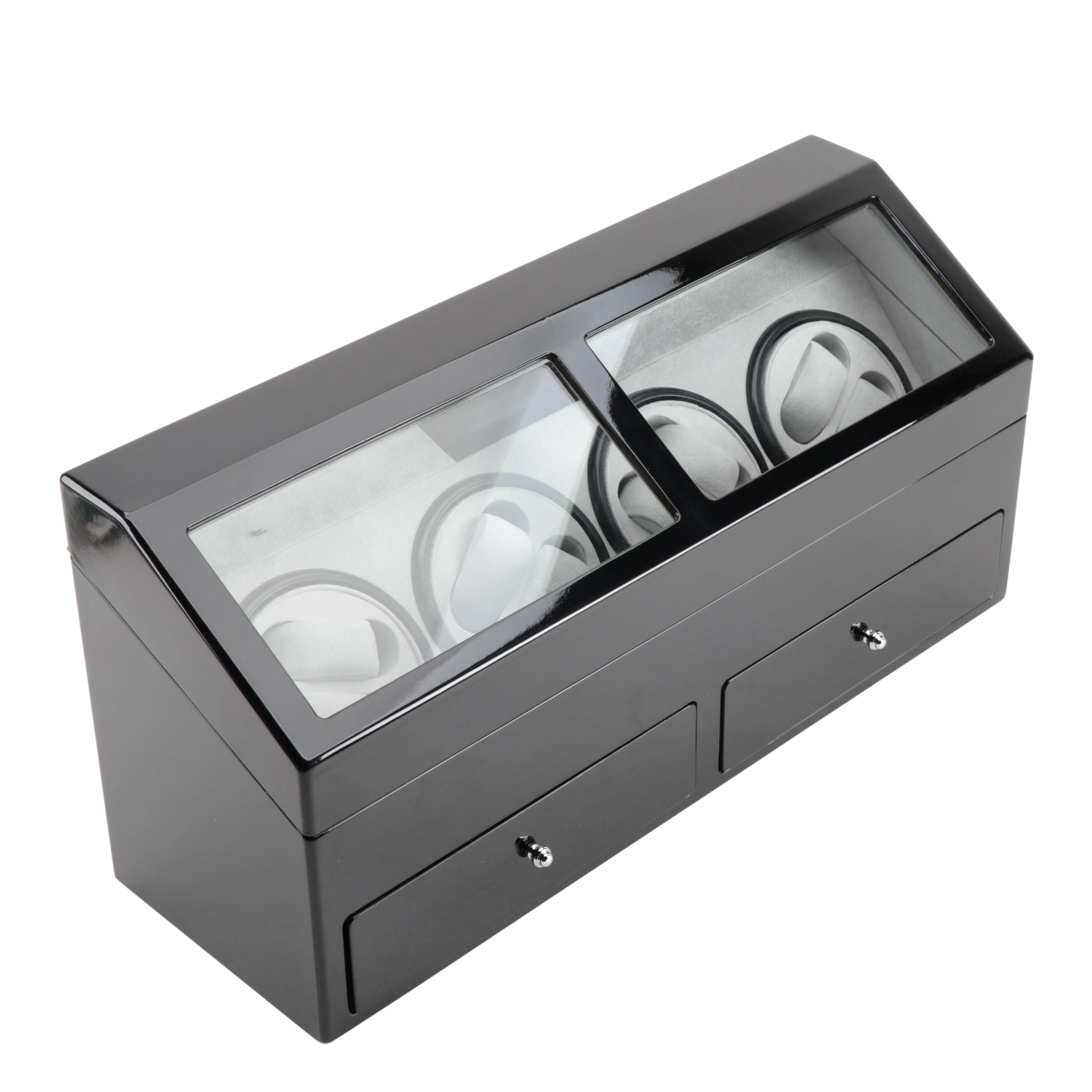 Multiple Watch Winder and Case with High Gloss Black Finish EBTH