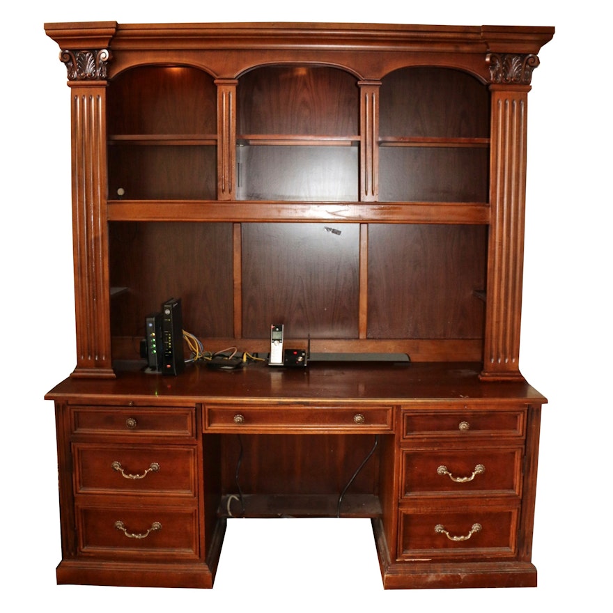 Stanley Furniture Cherry Wood Desk And Hutch Mid To Late 20th