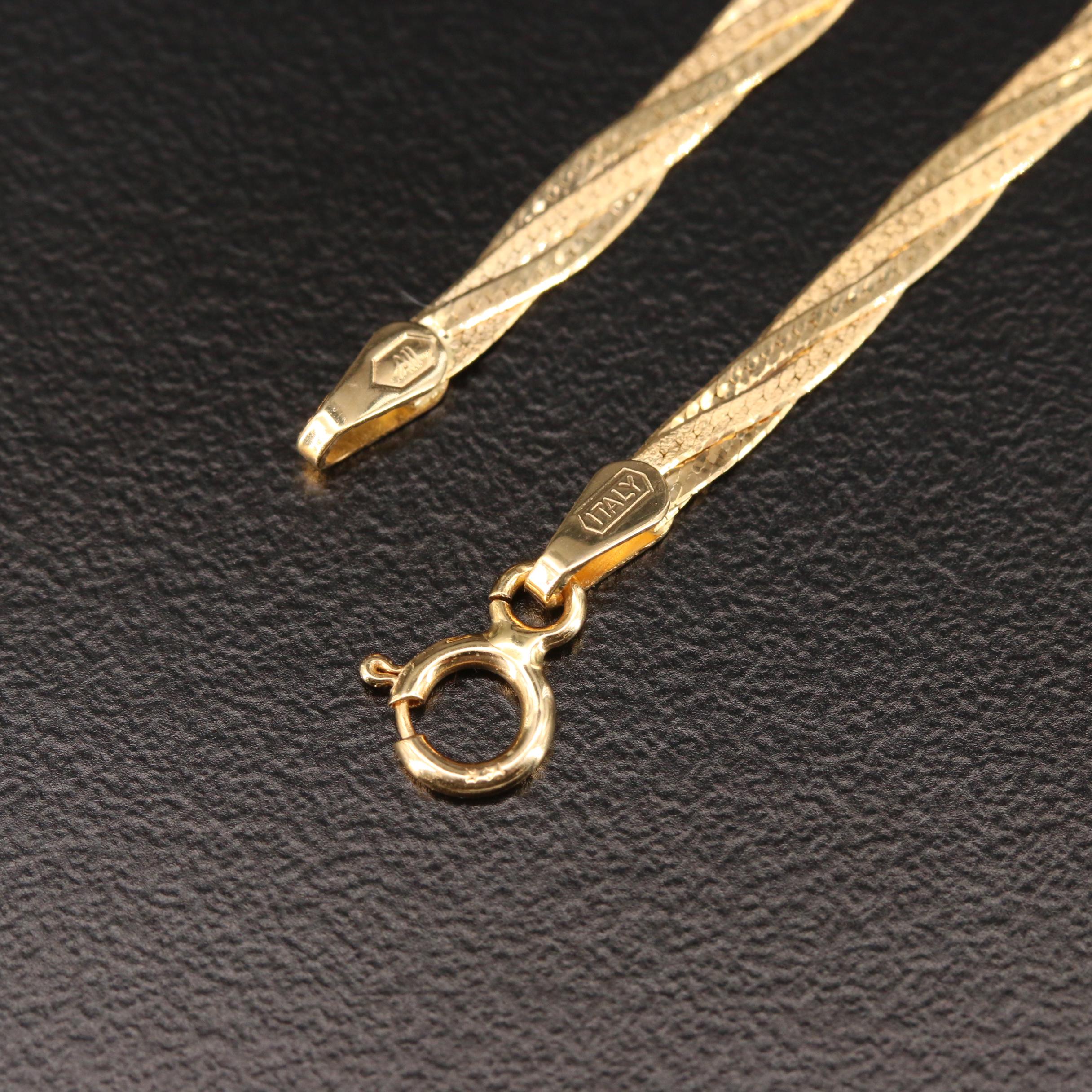 14K Yellow Gold Braided Herringbone Bracelet EBTH