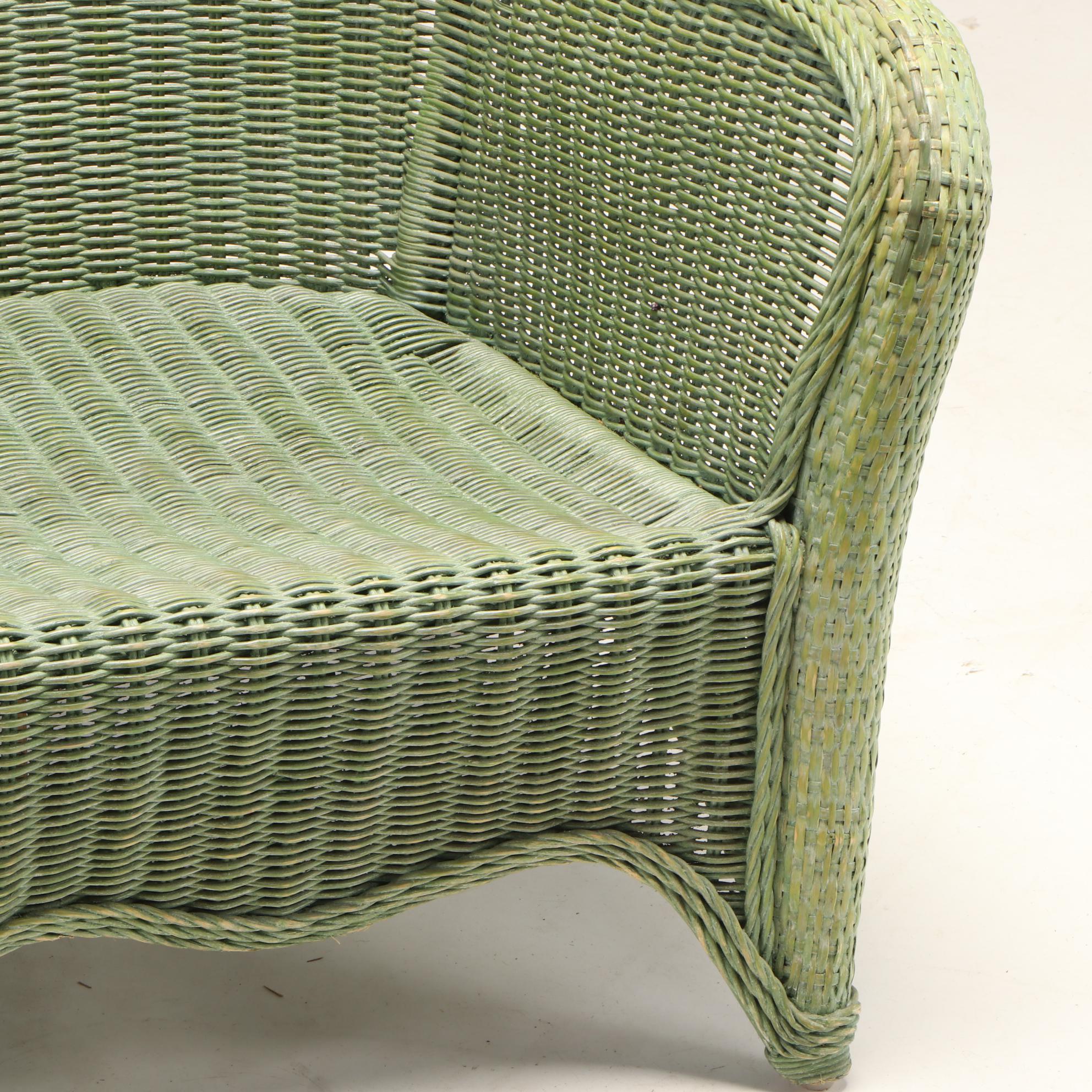 Painted Wicker Loveseat and Arm Chair, Mid-20th Century | EBTH