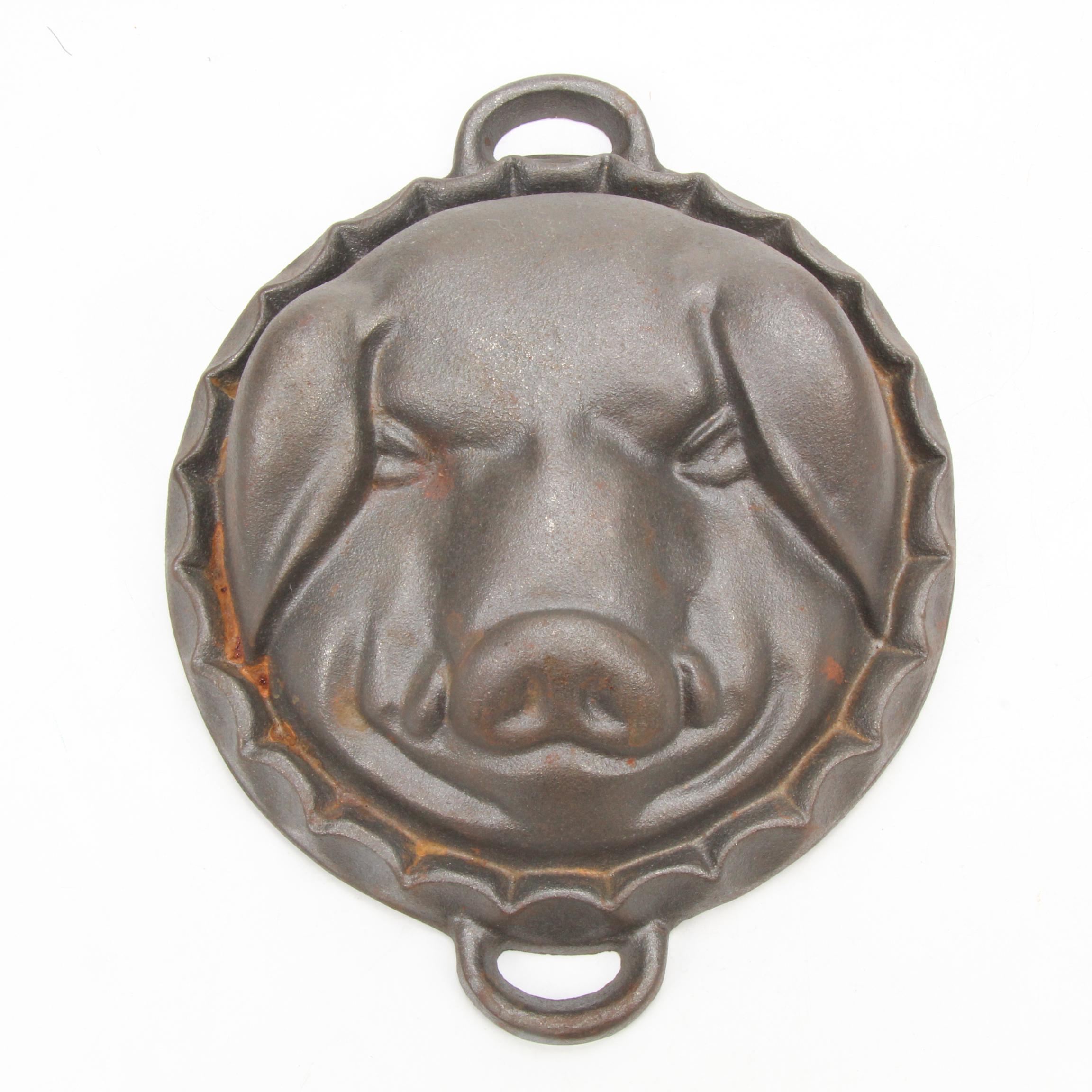 Cast Iron Pig Head Brawn or Head Cheese Mold EBTH