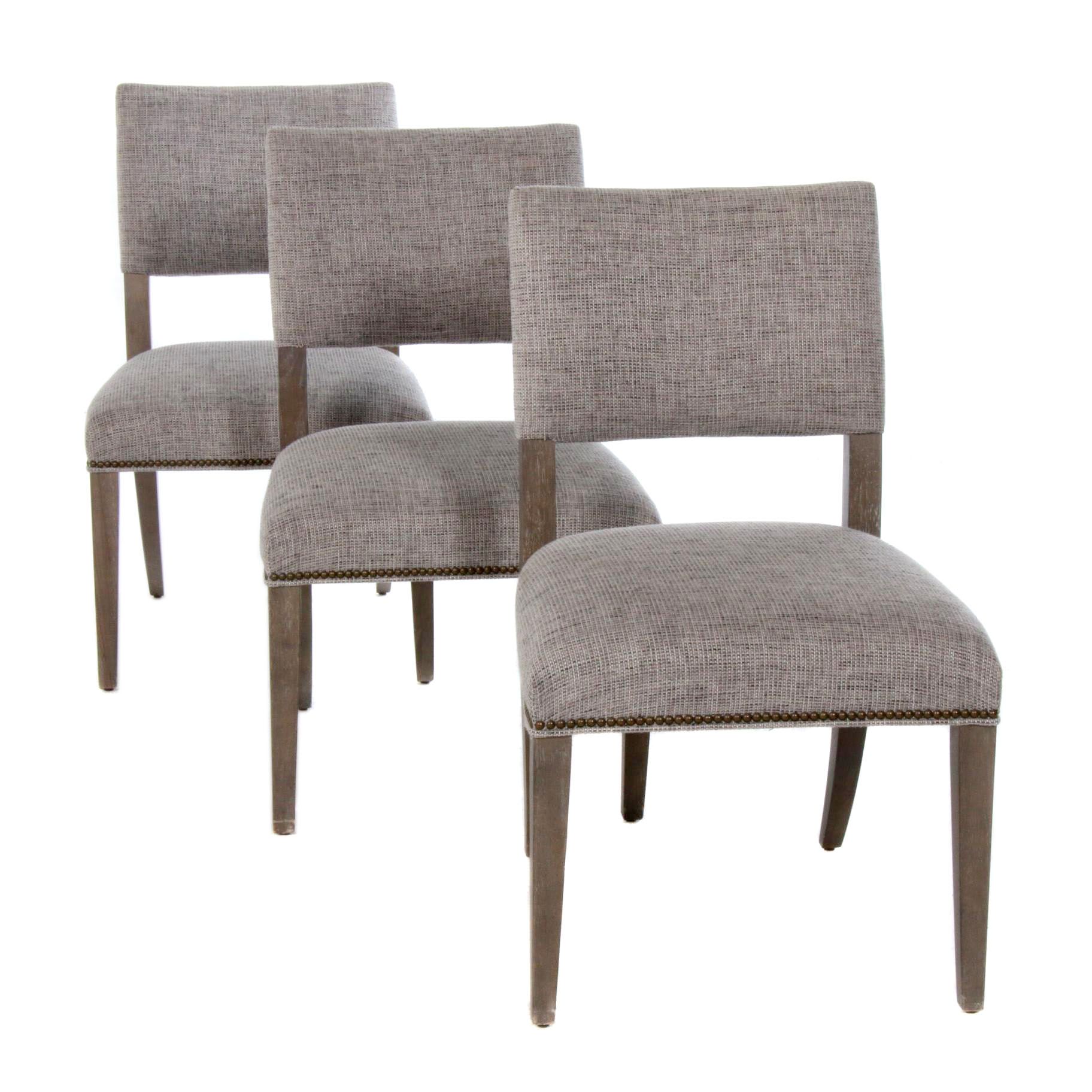 Three Contemporary Grey Tweed Dining Side Chairs EBTH