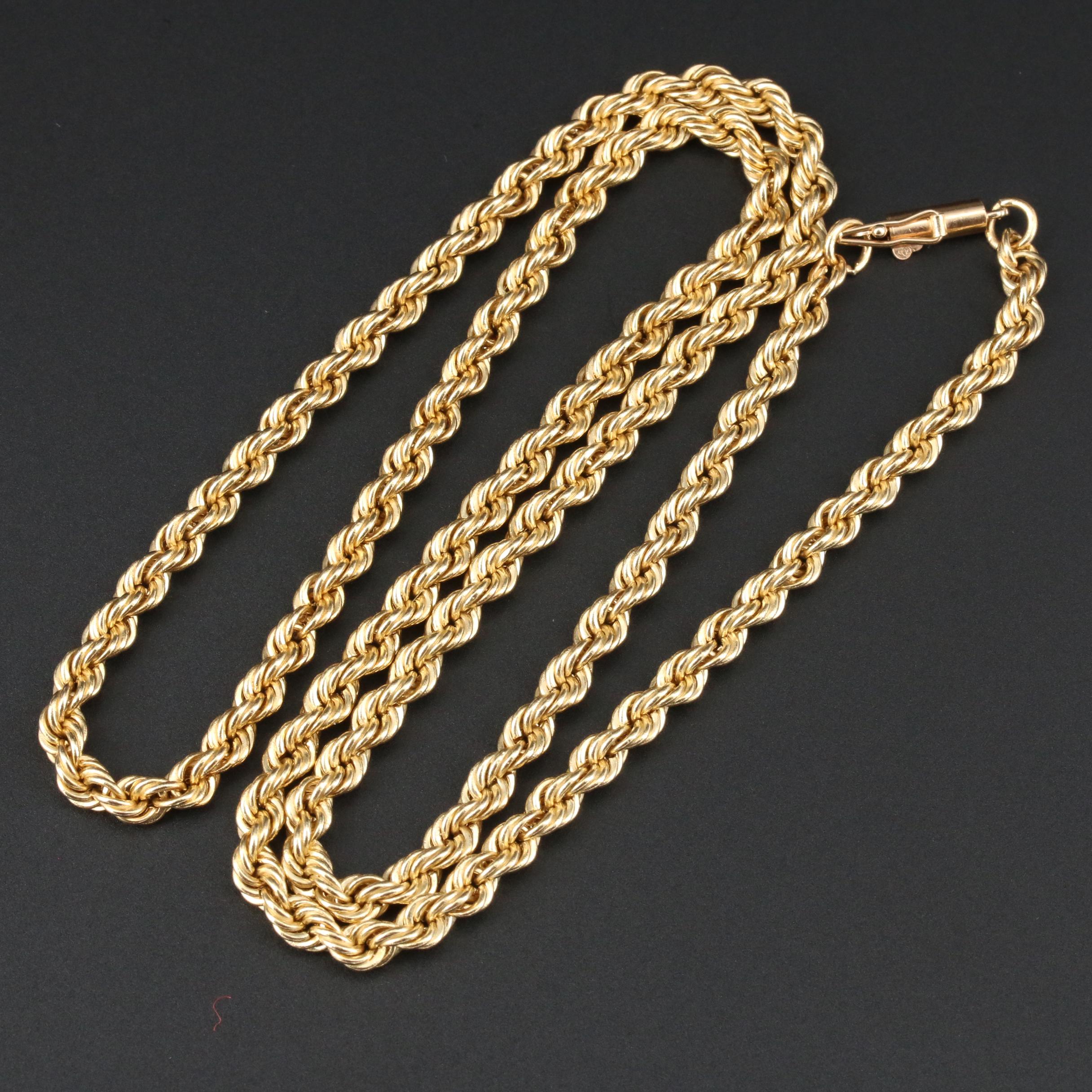 14K Yellow Gold French Rope Chain | EBTH