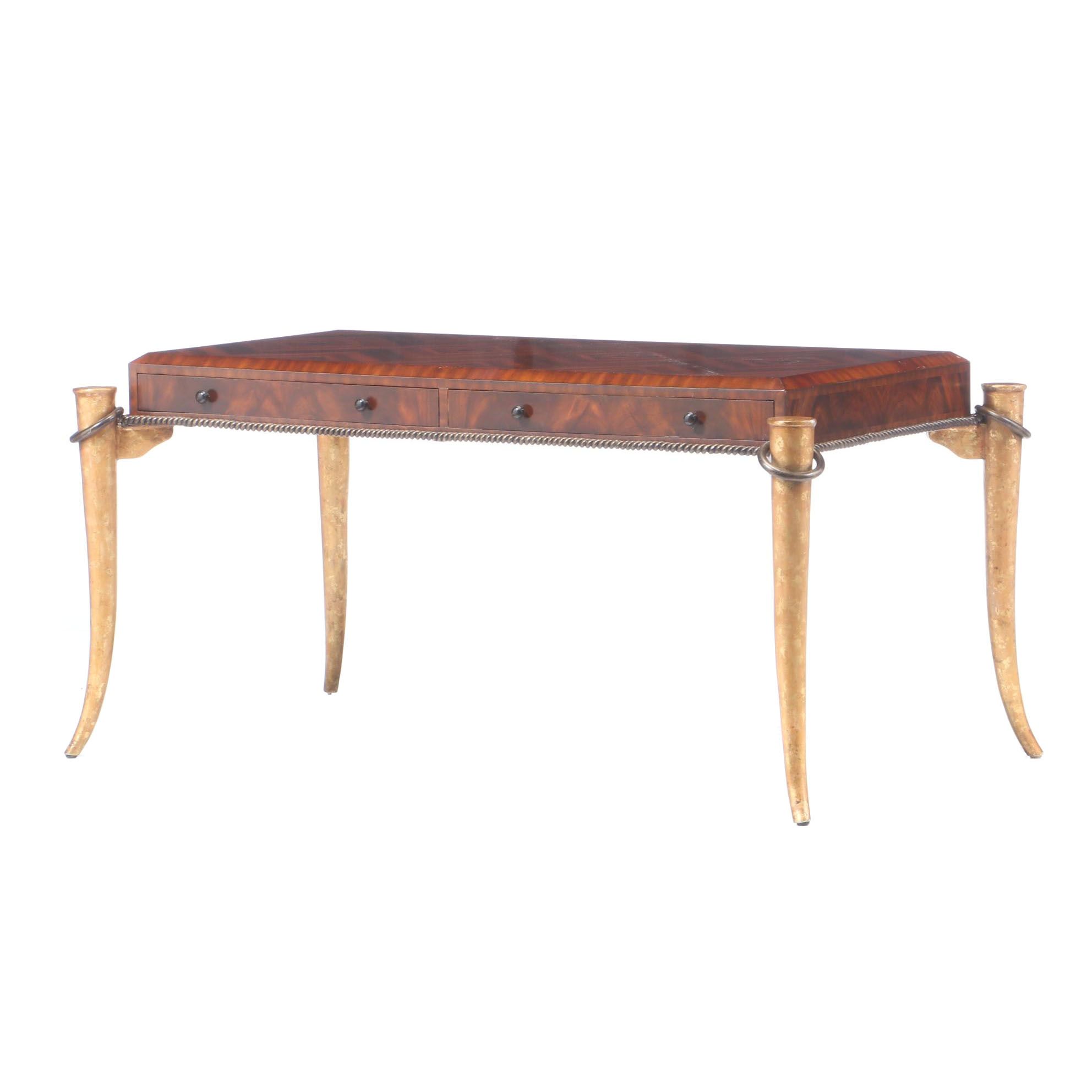 Maitland Smith Giltwood And Mahogany Writing Desk Late 20th