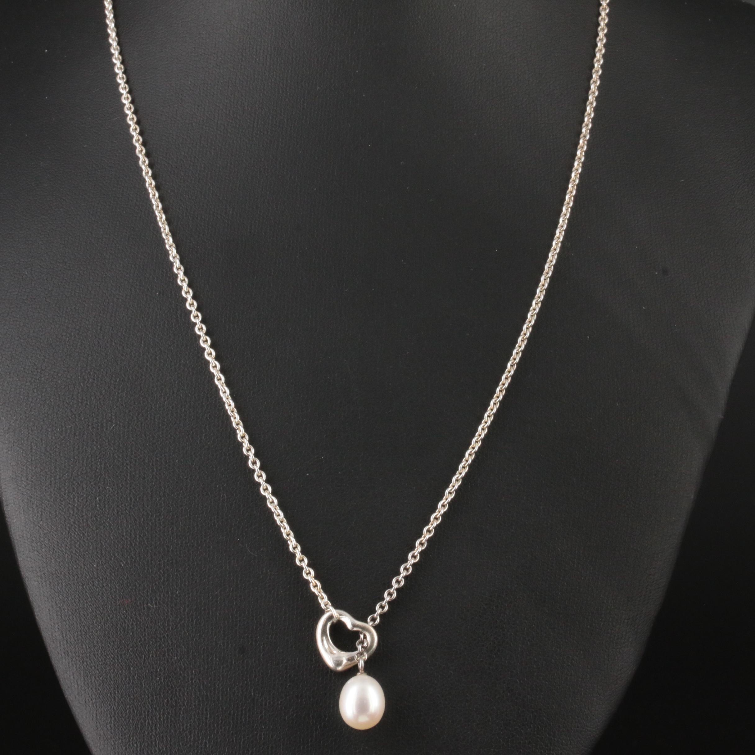 Elsa Peretti for Tiffany & Co. "Open Heart" Pearl Lariat Necklace EBTH