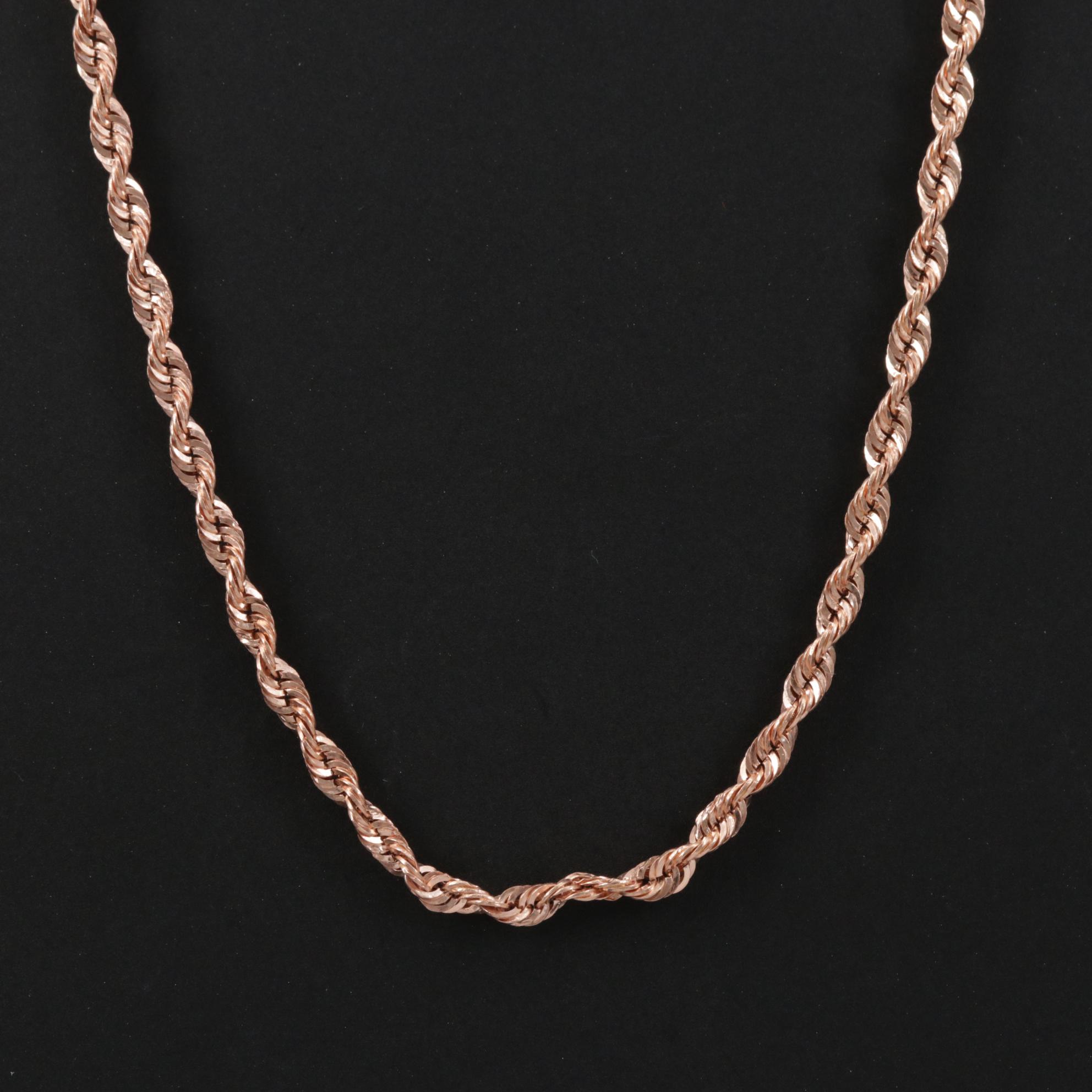 14k Rose Gold Rope Chain Necklace | EBTH