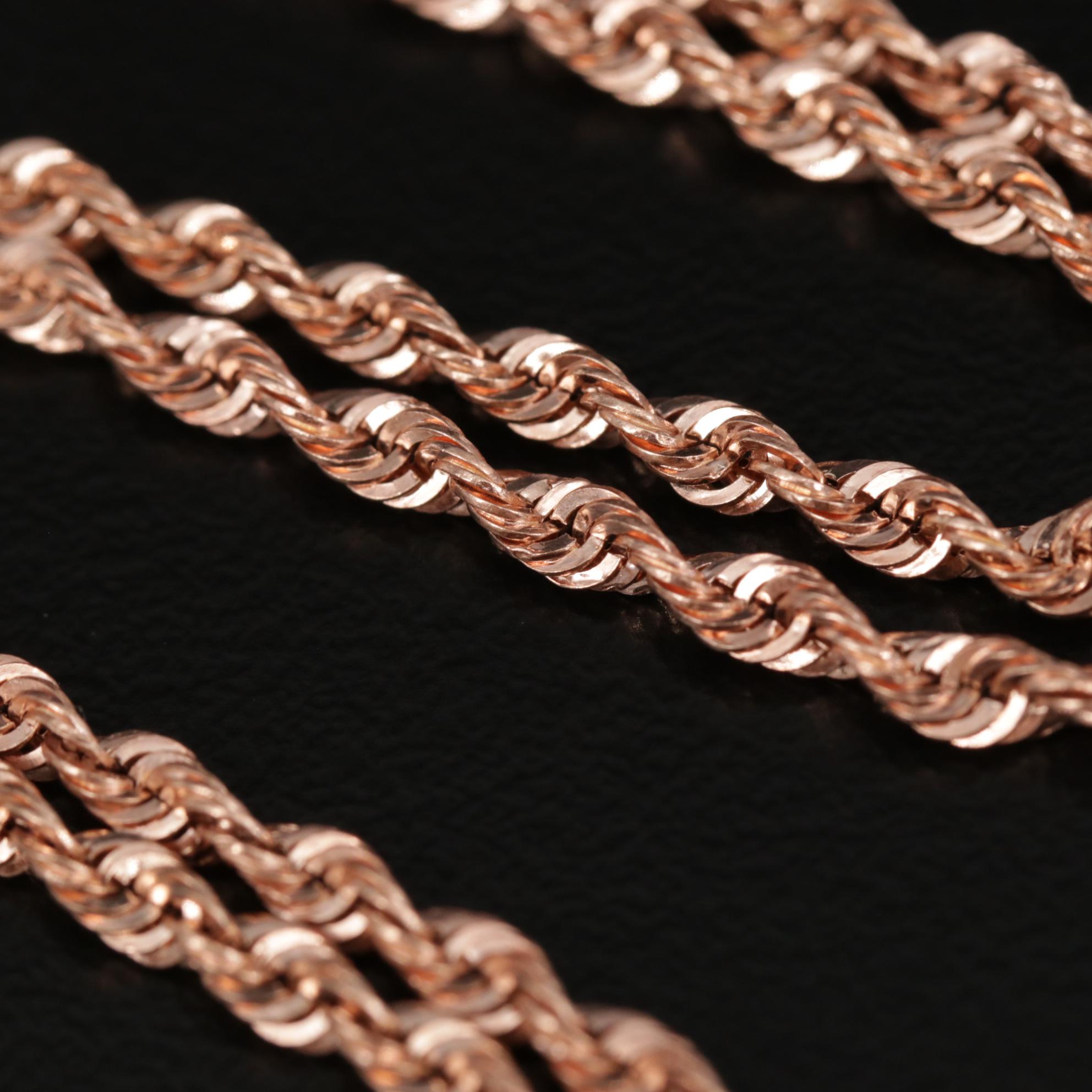 14k Rose Gold Rope Chain Necklace | EBTH