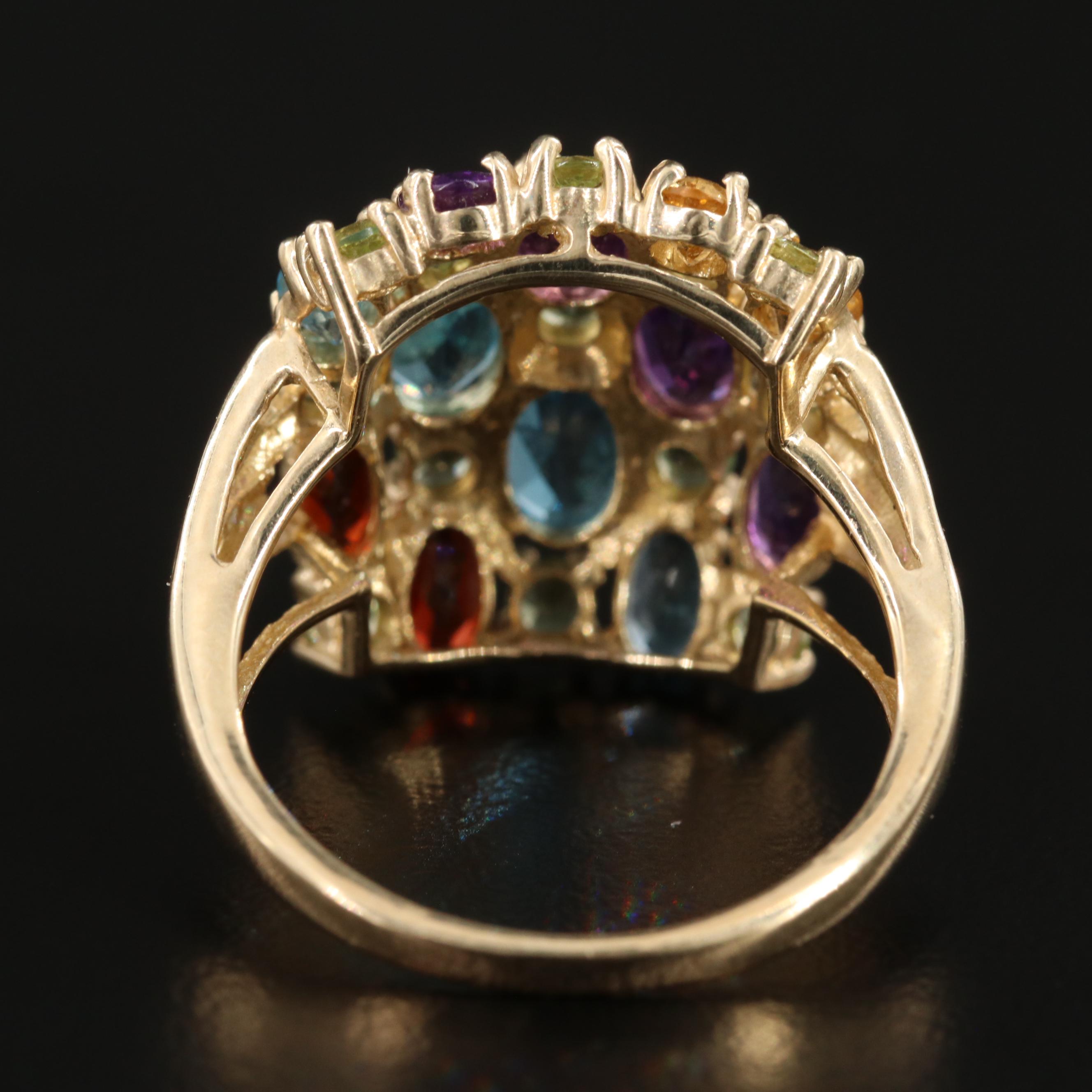10K Yellow Gold, Amethyst, Peridot, Topaz, and Citrine Ring EBTH