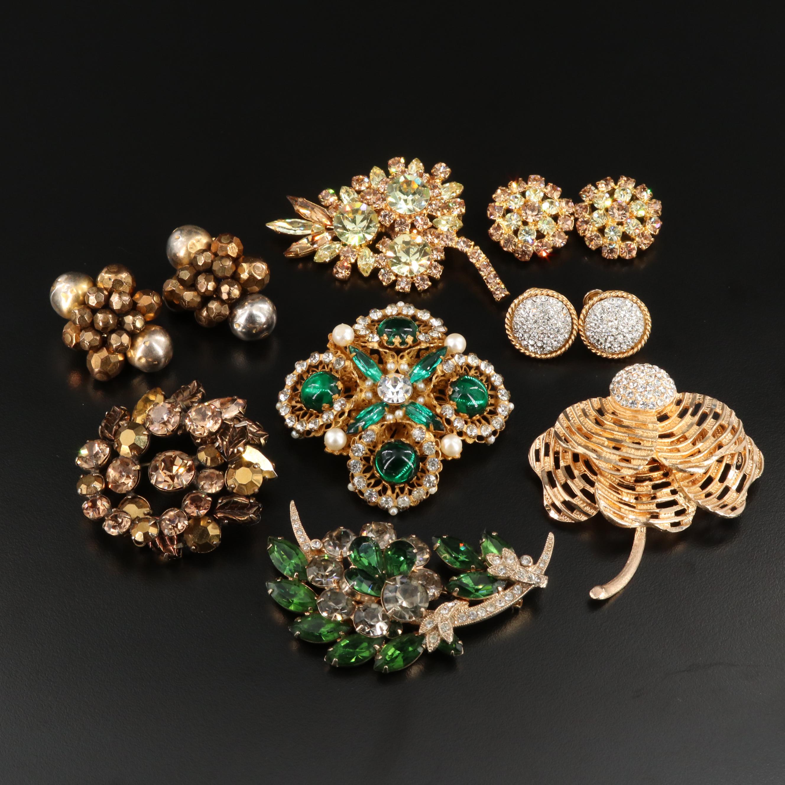 vintage earrings and brooches