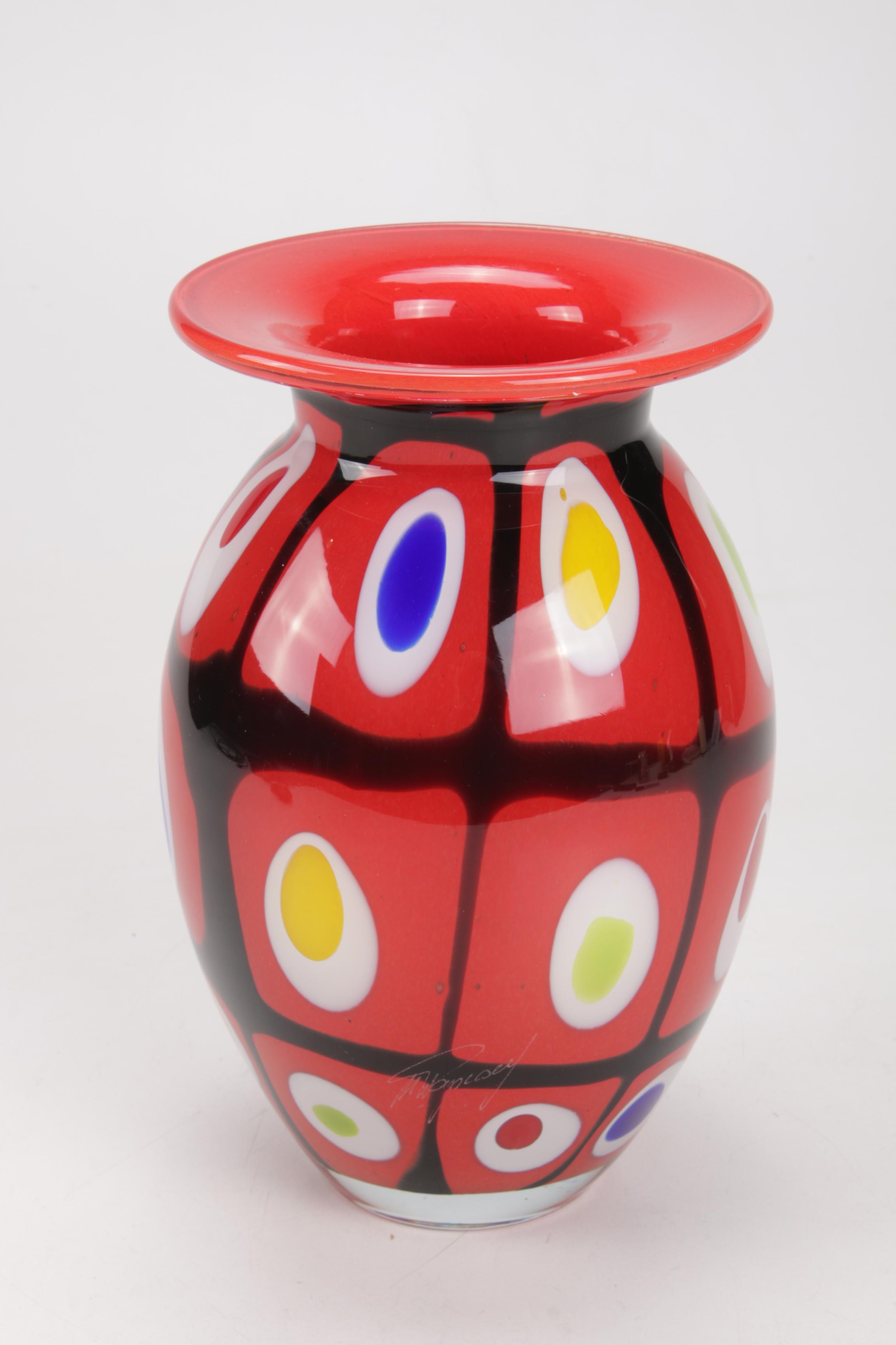 Mihai Topescu Romanian Cased Art Glass Vase EBTH