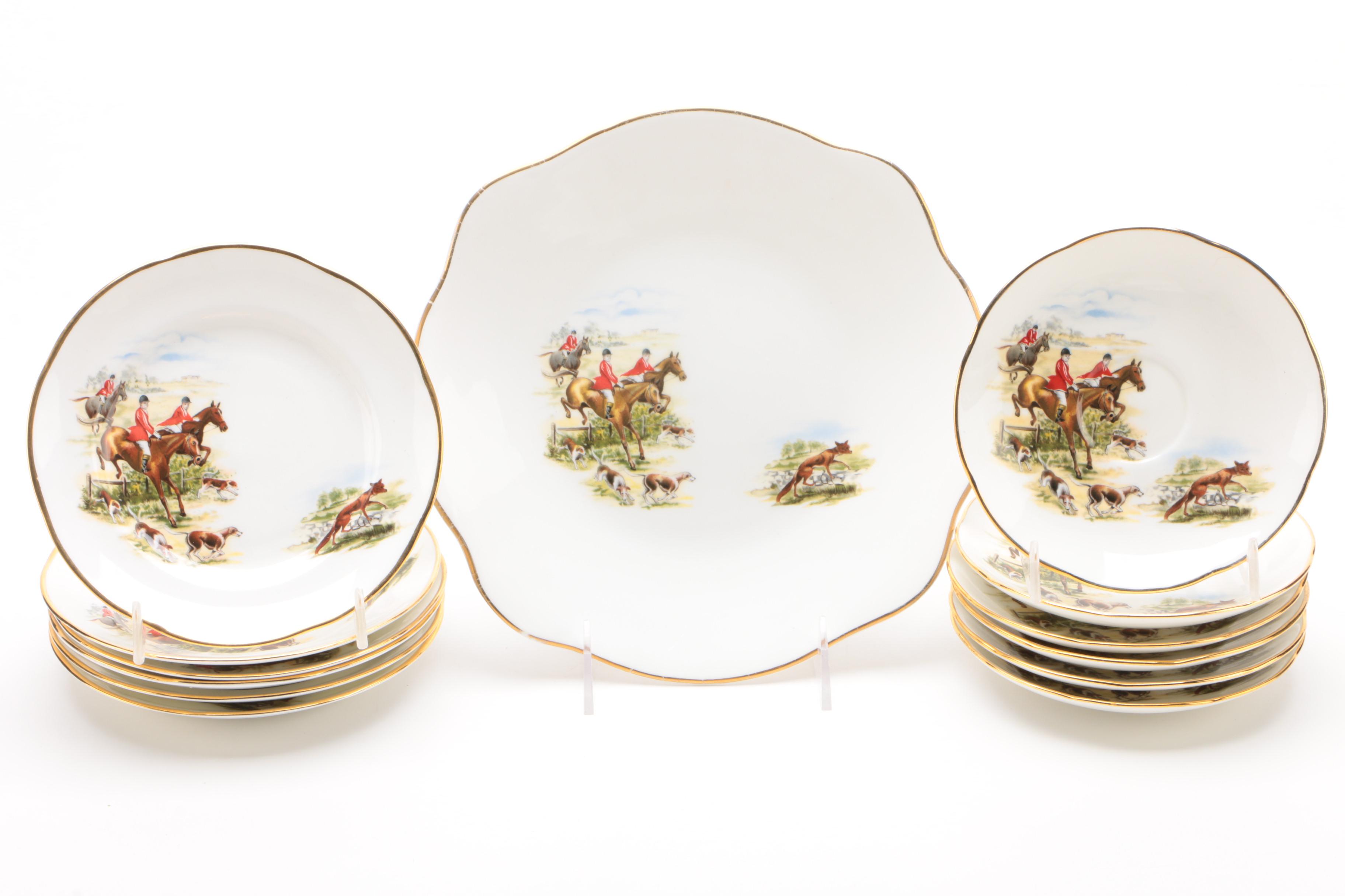 Royal Tara "Hunt" Bone China Tea Service for Six with Other Equestrian