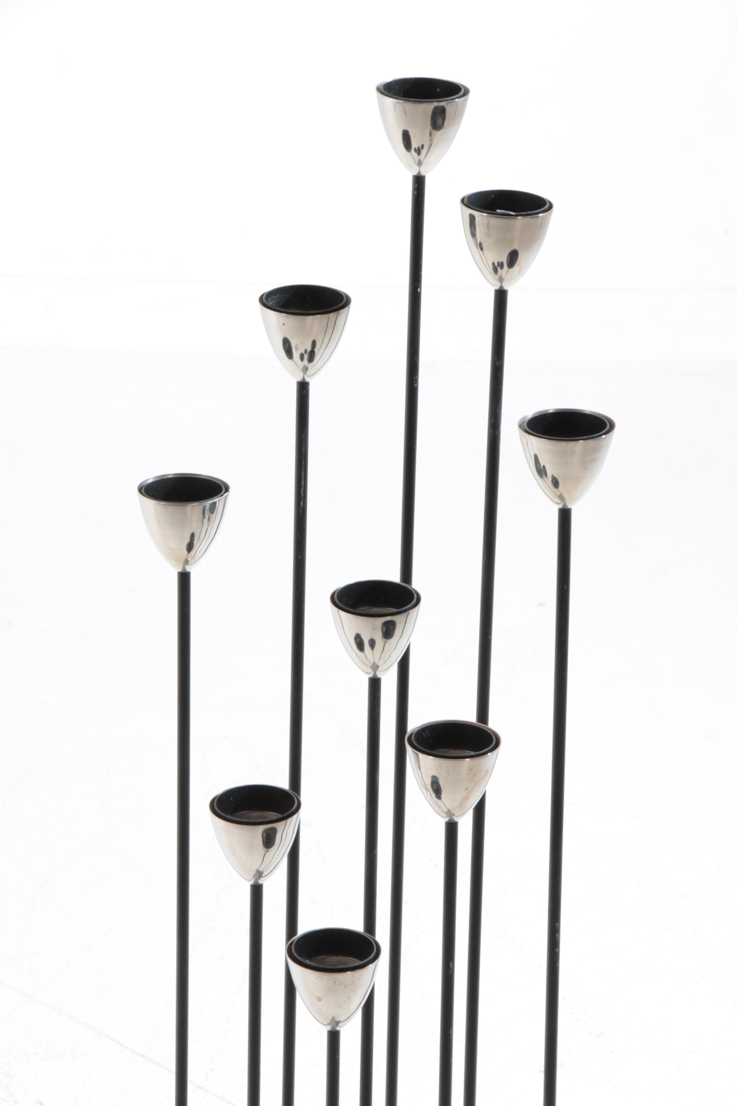 Mid Century Modern Chrome Finish Floor Candle Holder, Mid20th Century