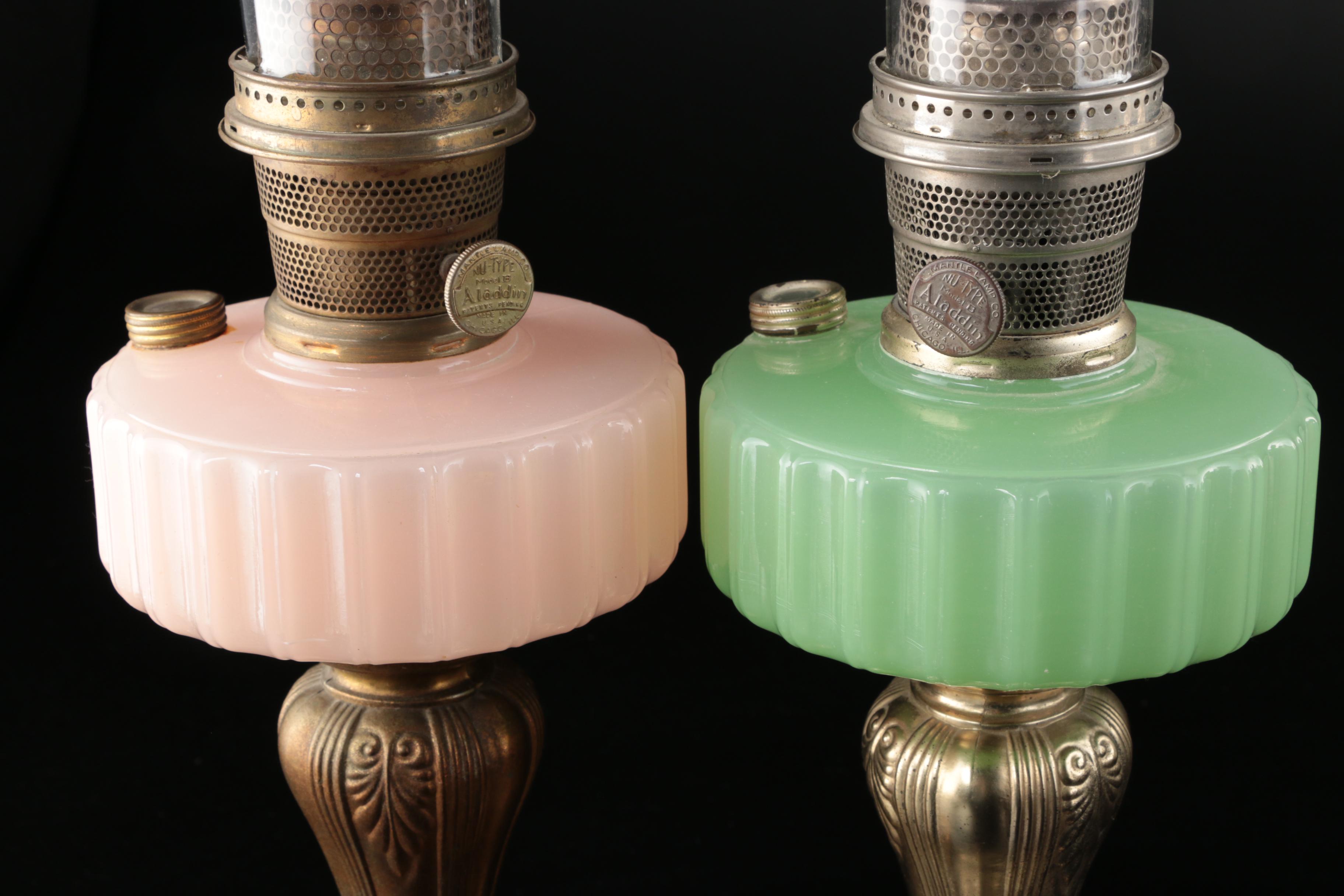 Aladdin NuType Model B Chicago Burner Kerosene Lamps, Circa 1940s EBTH