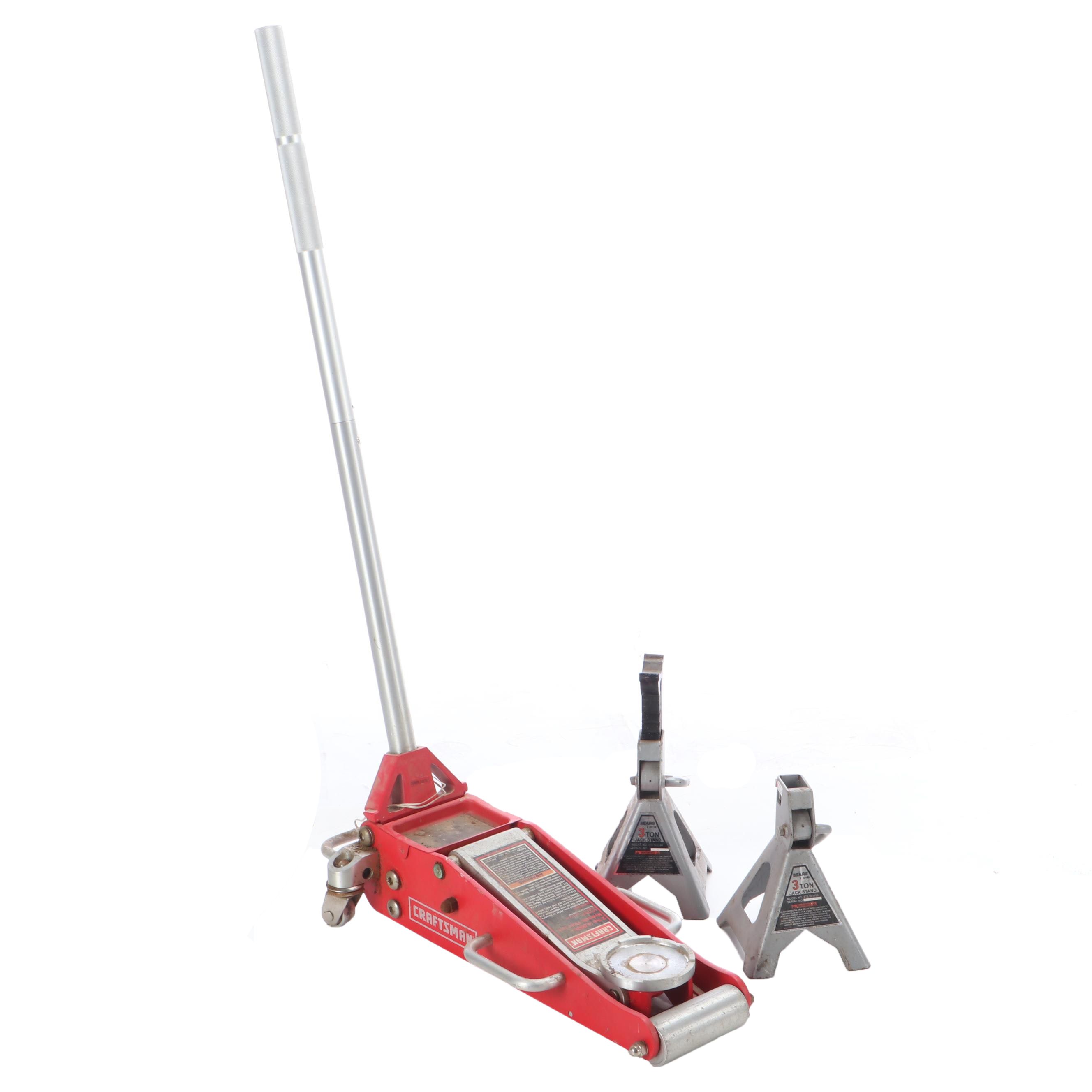 Craftsman 2 Ton Floor Jack With Sears 3 Ton Jack Stands Ebth