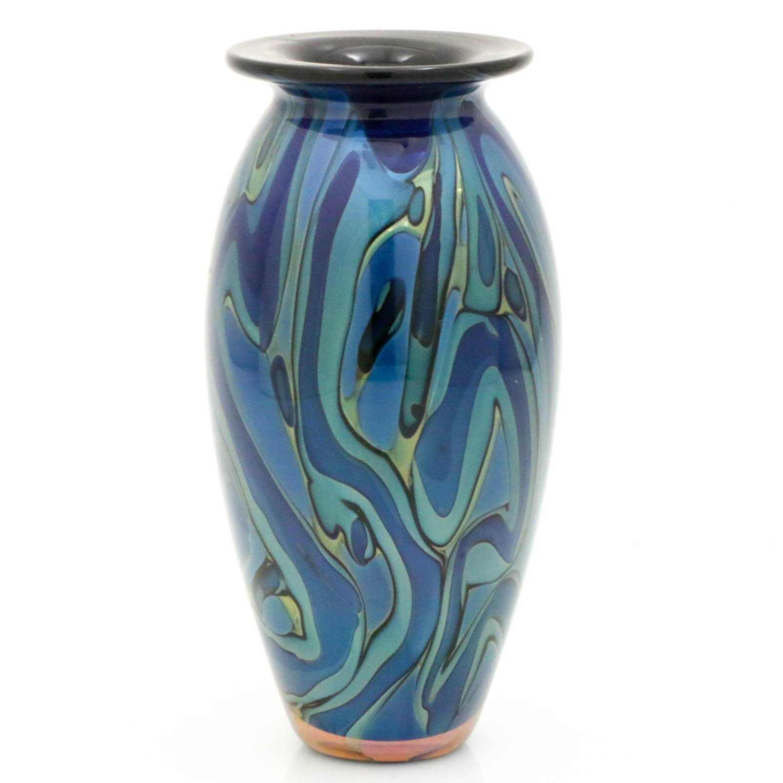 Robert Eickholt Iridescent Art Glass Vase 2012 Ebth