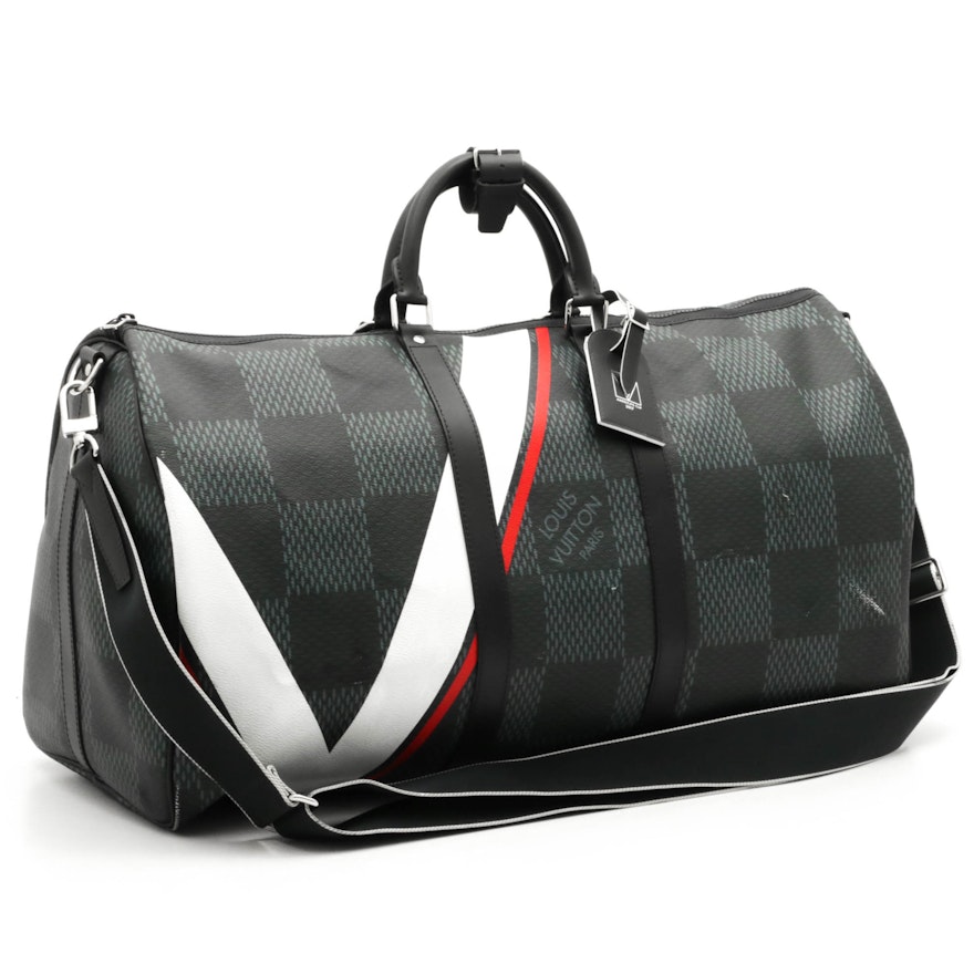 Sold at Auction: Louis Vuitton Keepall Bandouliere Bag Damier Infini Leather  45 Black